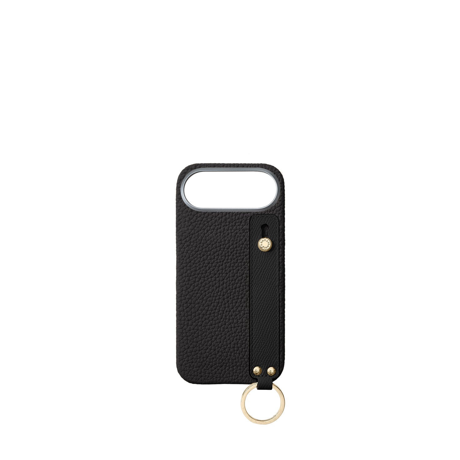 iPhone Air Back Cover Case with Handle Shrink Leather (Black - Gold)