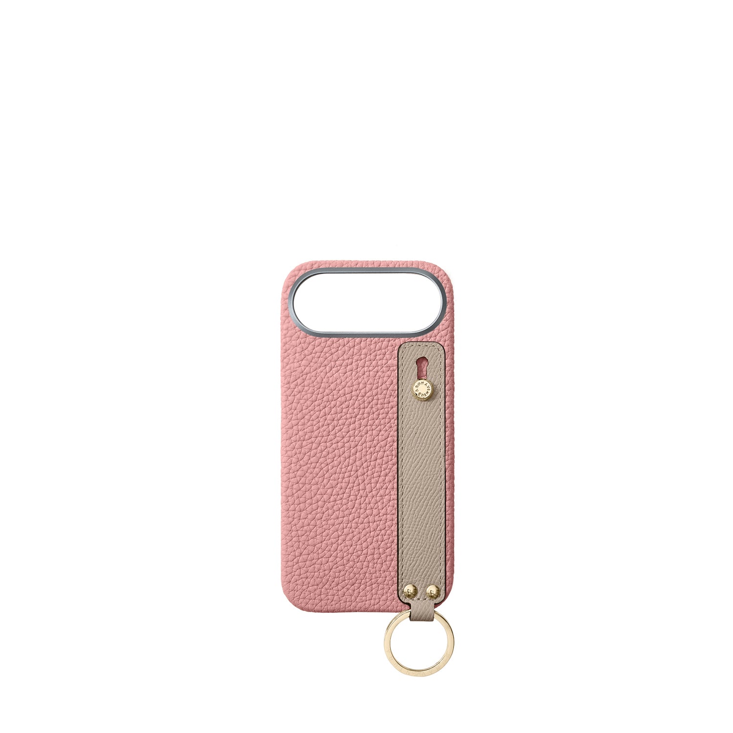 iPhone Air Back Cover Case with Handle Shrink Leather (Coral Pink × Greige - Gold)