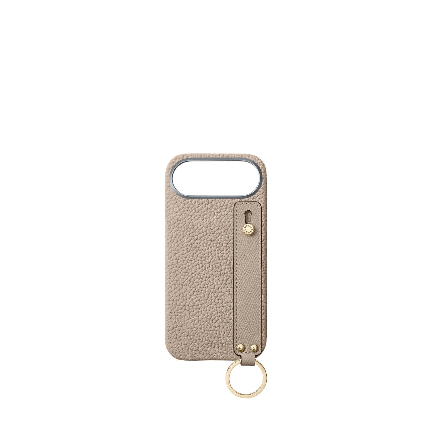iPhone Air Back Cover Case with Handle Shrink Leather (Greige - Gold)