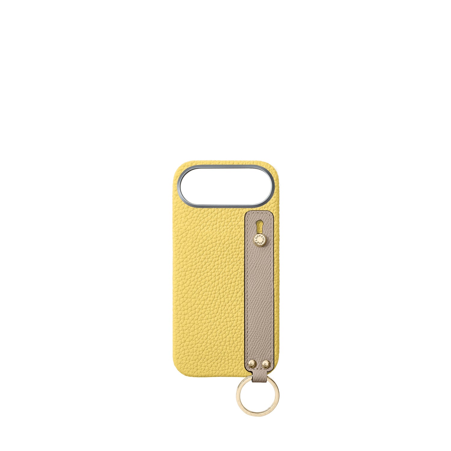 iPhone Air Back Cover Case with Handle Shrink Leather (Yellow × Greige - Gold)