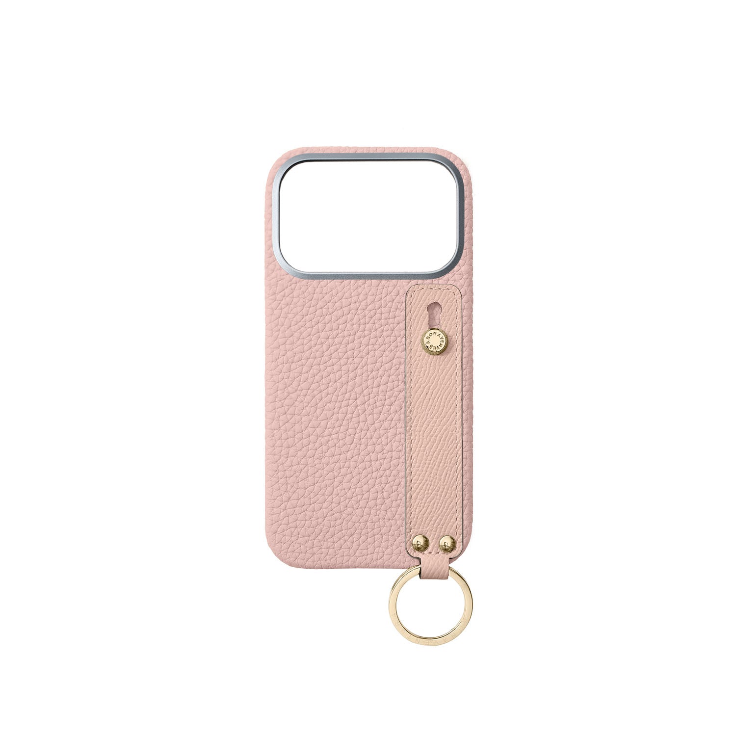 iPhone 17 Pro Back Cover Case with Handle Shrink Leather (Sakura Pink × Shell Pink (Etoupe edge paint) - Gold)