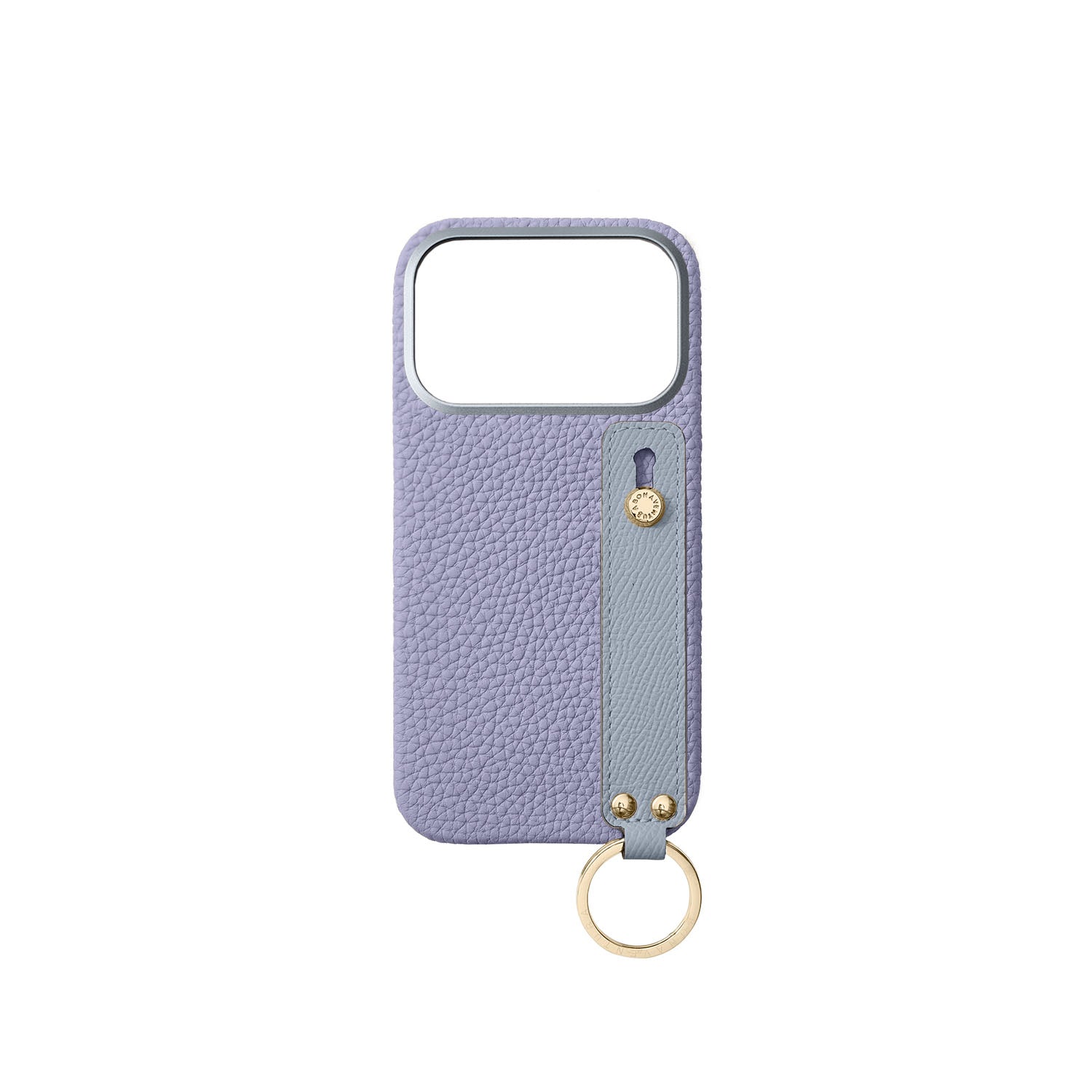 iPhone 17 Pro Back Cover Case with Handle Shrink Leather (Wisteria Purple × Blue Lin (Etoupe edge paint) - Gold)