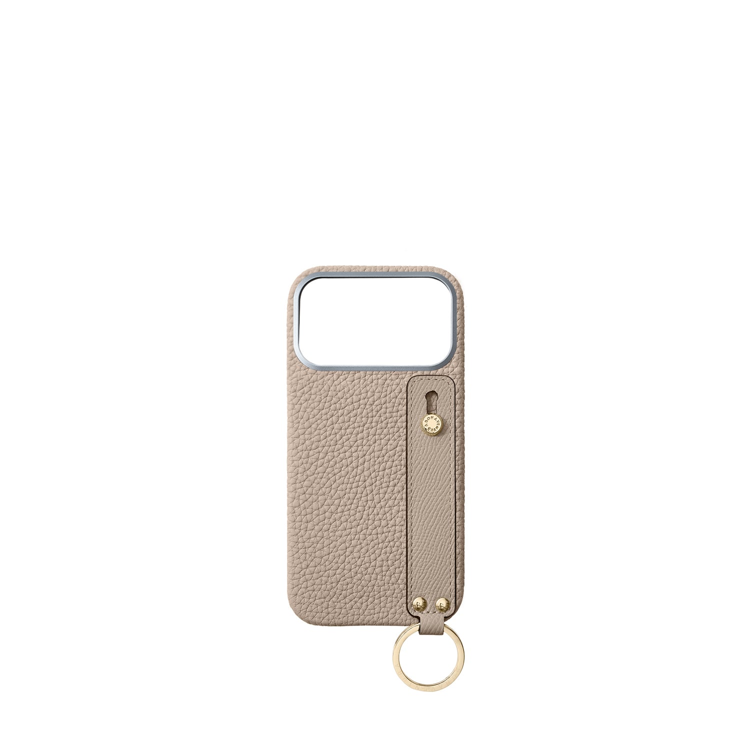 iPhone 17 Pro Max Back Cover Case with Handle Shrink Leather (Greige - Gold)