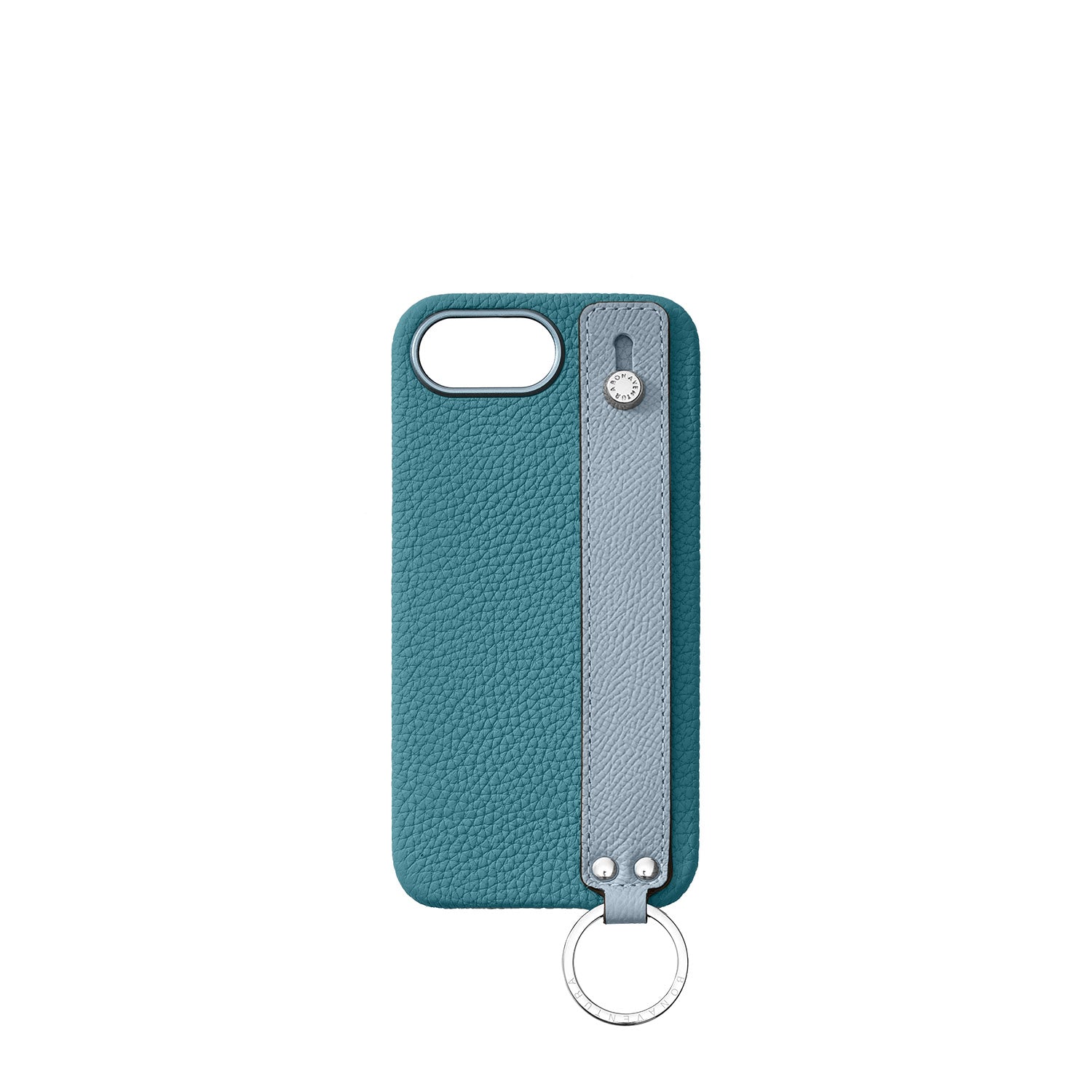iPhone 16e Back Cover Case with Handle Shrink Leather (Blue Cyan × Blue Lin)