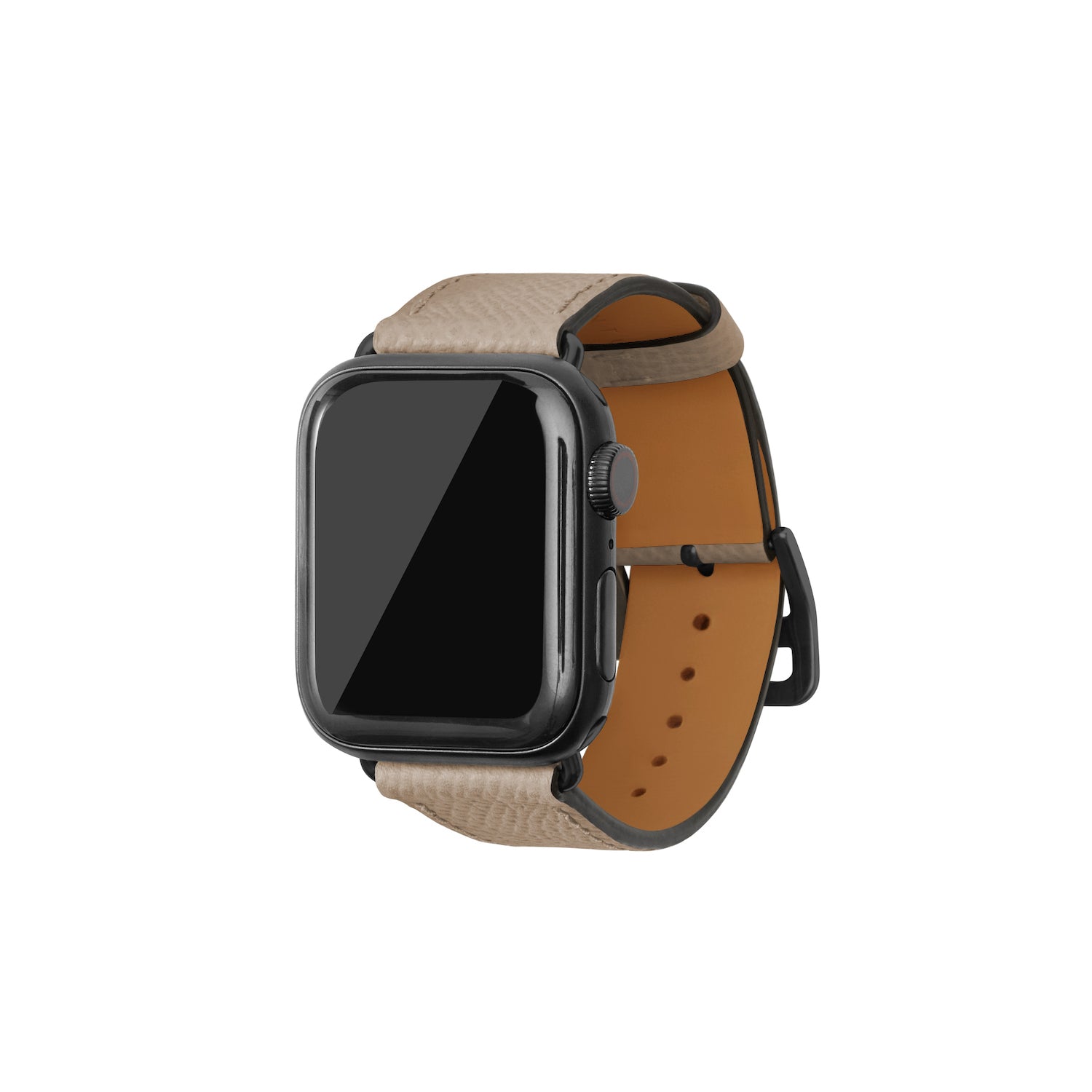 Apple Watch Band Nobile Leather (Black Adapter) (Greige - 38mm/40mm/41mm/42mm - M / L)