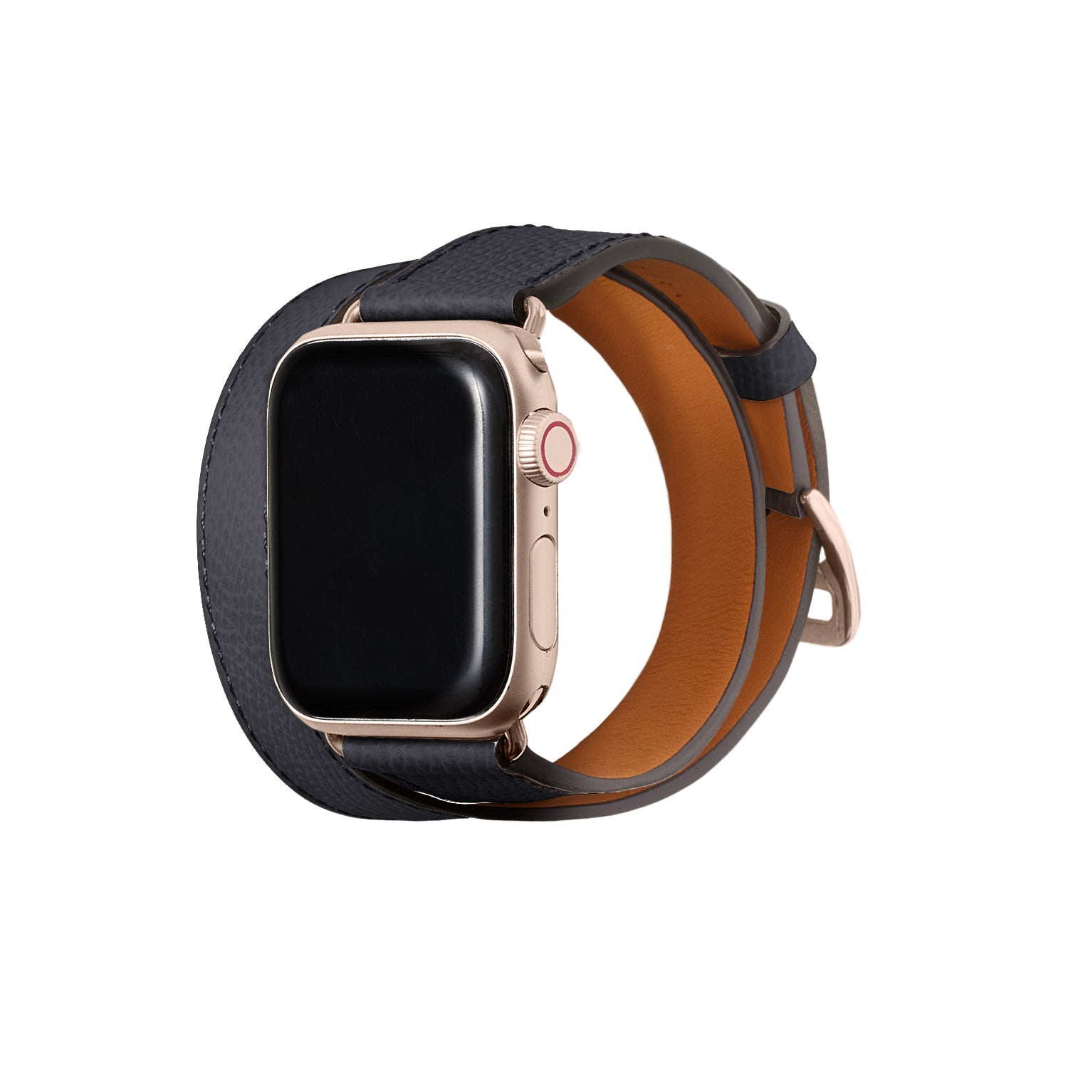 Double Tour Apple Watch Band Nobile Leather (Gold Adapter - Charcoal Gray - 38mm/40mm/41mm/42mm - S / M)