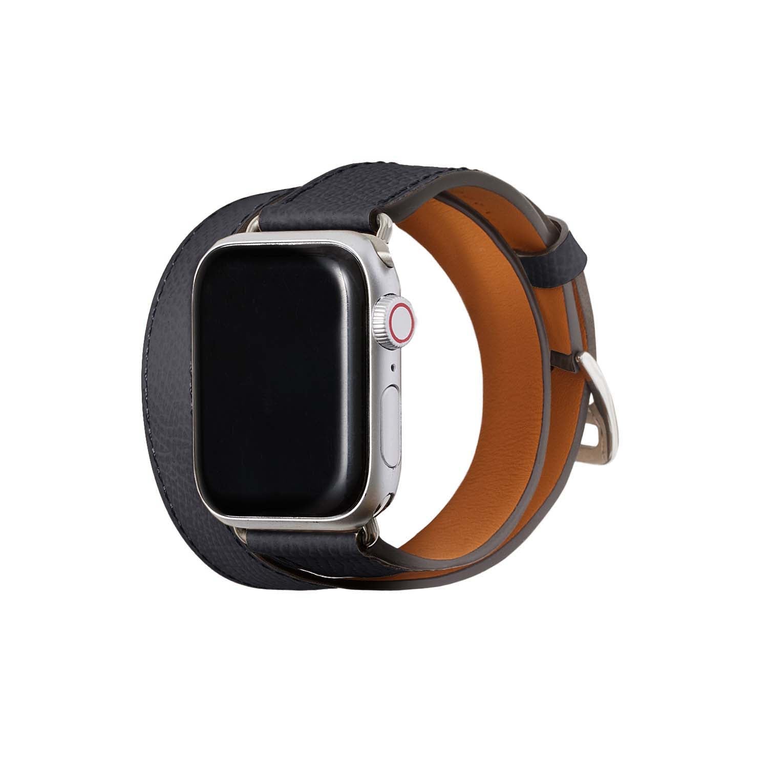 Double Tour Apple Watch Band Nobile Leather (Silver Adapter - Charcoal Gray - 38mm/40mm/41mm/42mm - S / M)