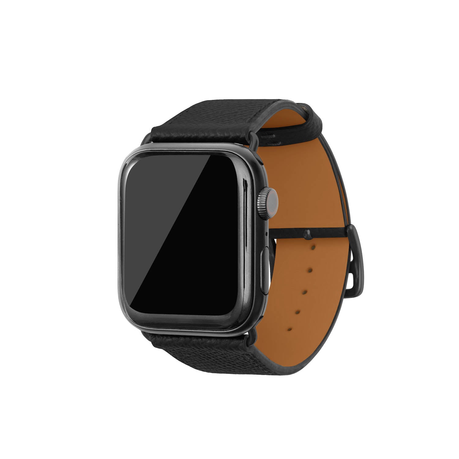 Apple Watch Band Nobile Leather (Black Adapter) (Black - 44mm/45mm/46mm/49mm - M / L)