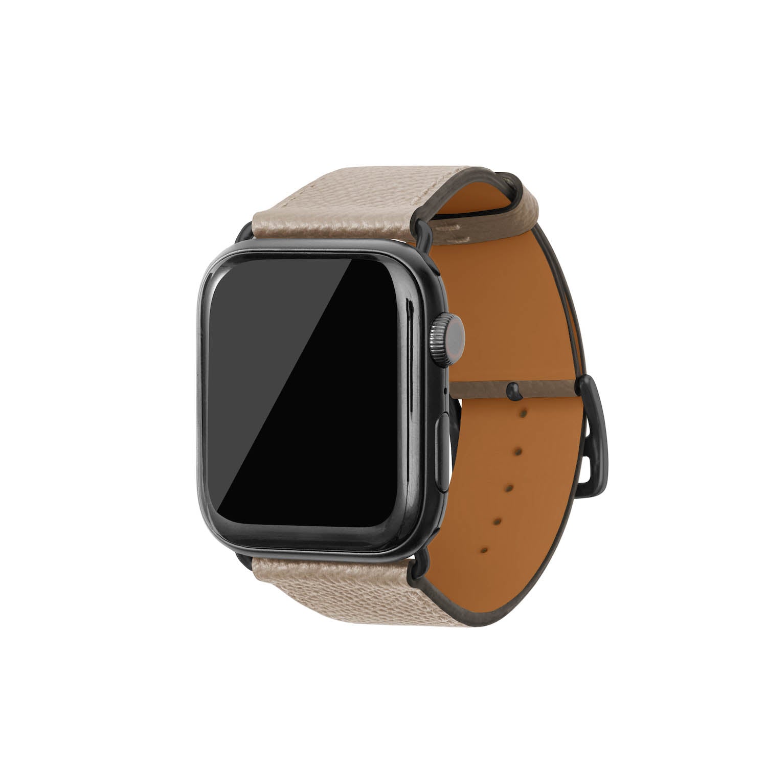 Apple Watch Band Nobile Leather (Black Adapter) (Greige - 44mm/45mm/46mm/49mm - M / L)
