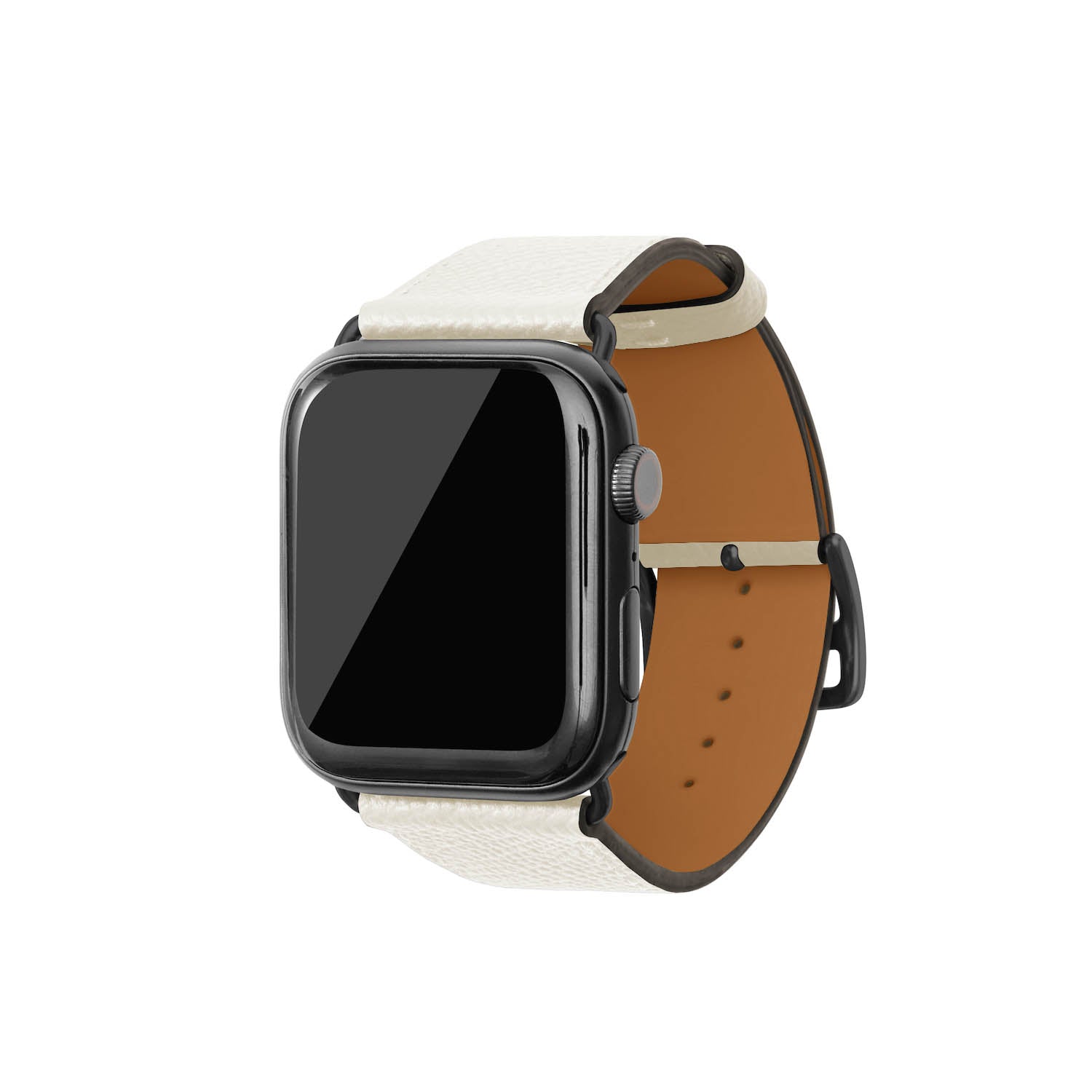 Apple Watch Band Nobile Leather (Black Adapter) (White - 44mm/45mm/46mm/49mm - M / L)