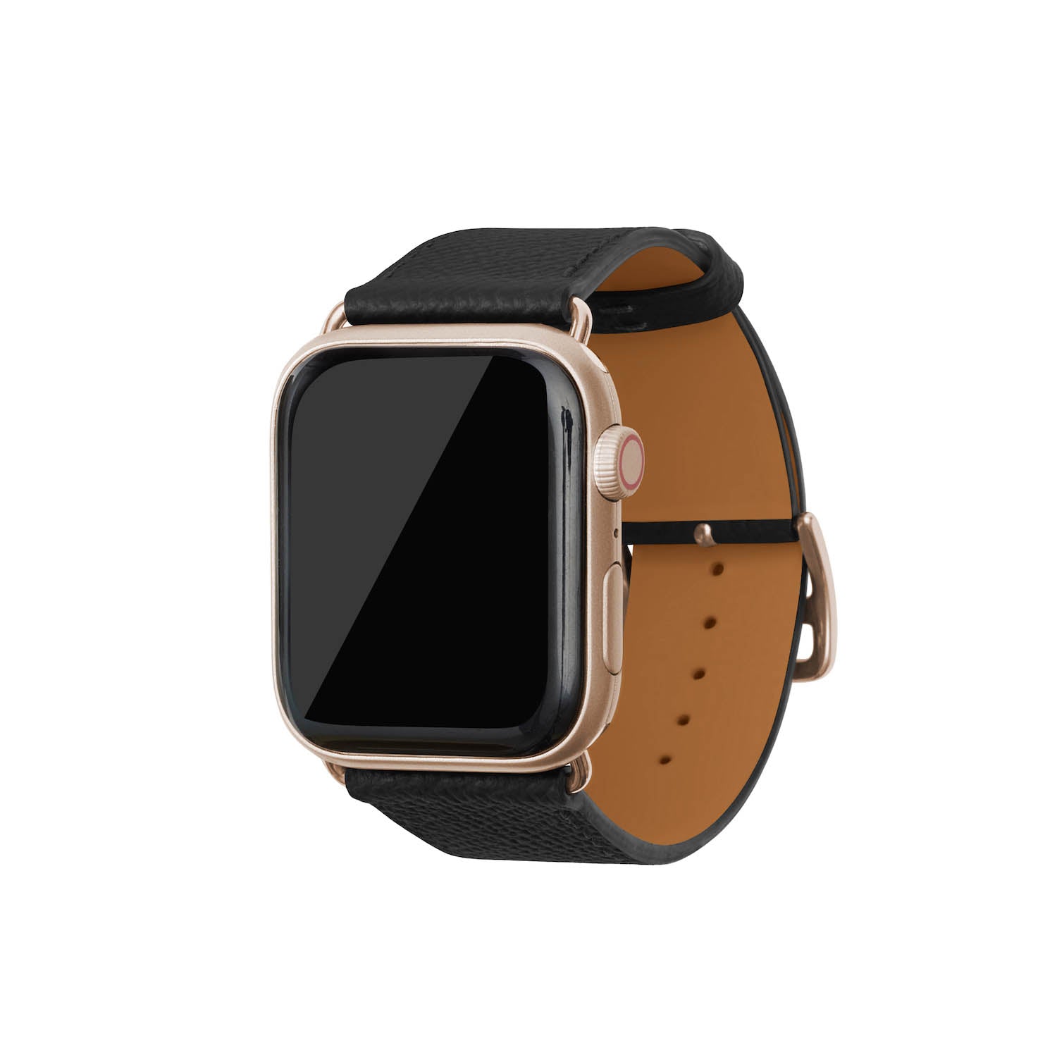 Apple Watch Band Nobile Leather (Gold Adapter) (Black - 44mm/45mm/46mm/49mm - M / L)