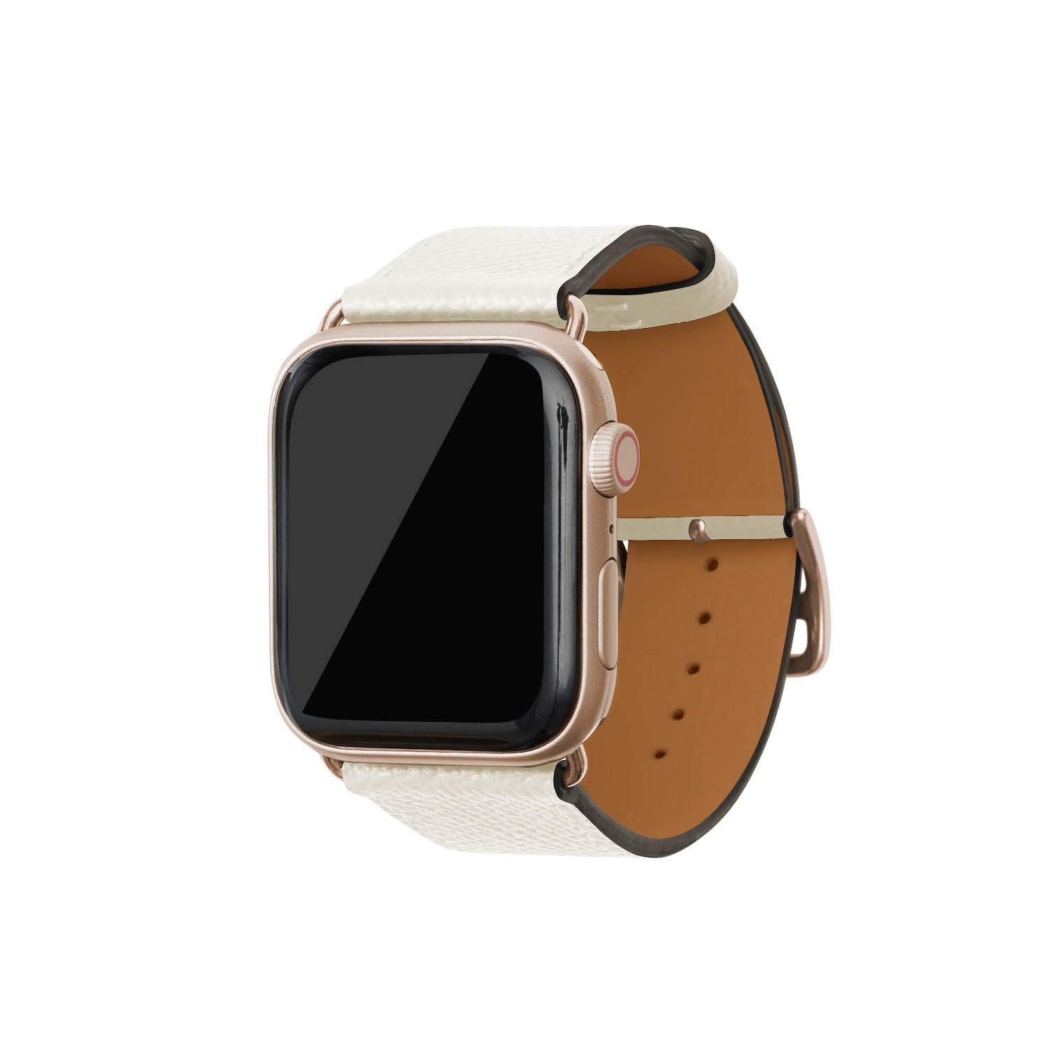 Apple Watch Band Nobile Leather (Gold Adapter) (White - 44mm/45mm/46mm/49mm - M / L)