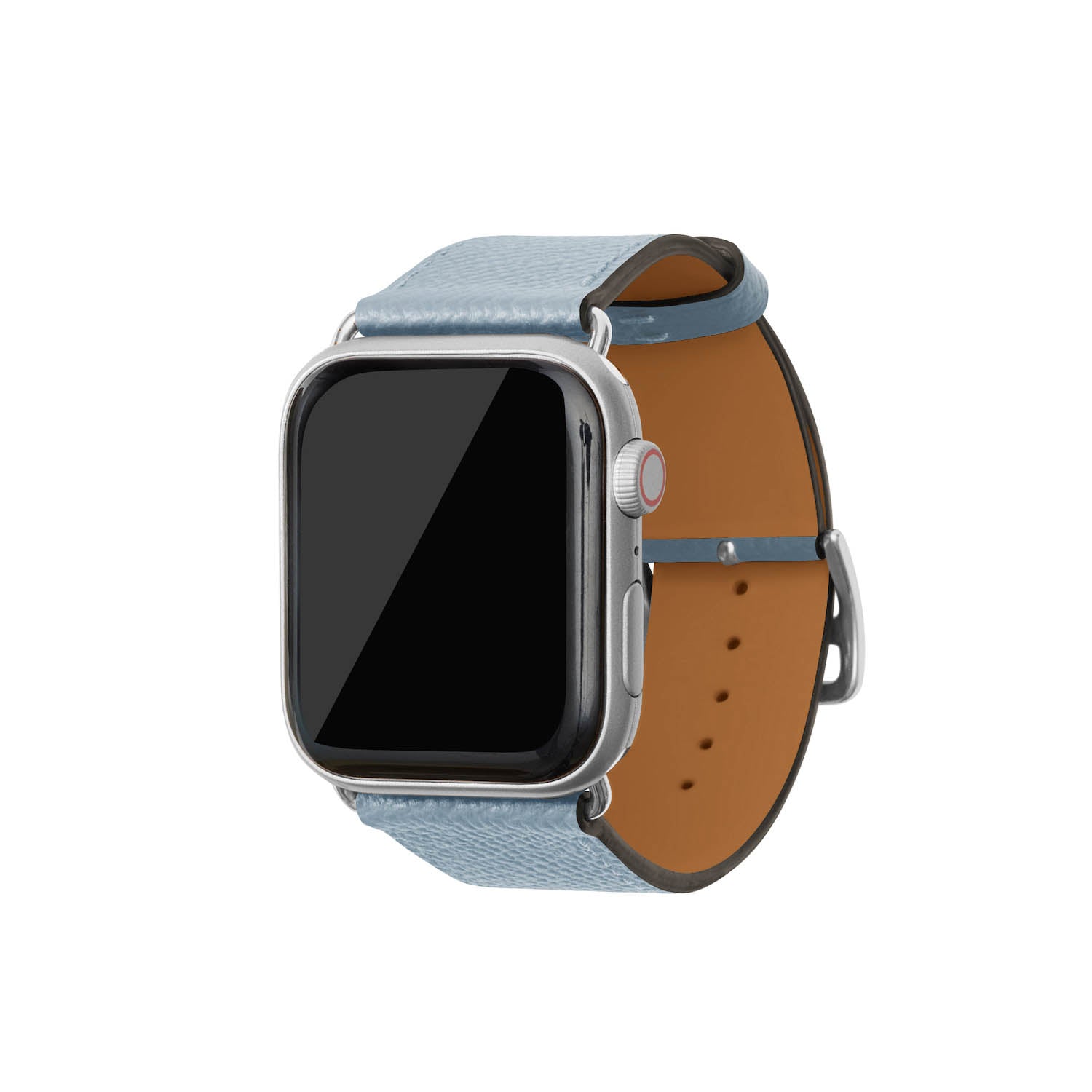 Apple Watch Band Nobile Leather (Silver Adapter - Blue Lin - 44mm/45mm/46mm/49mm - M / L)