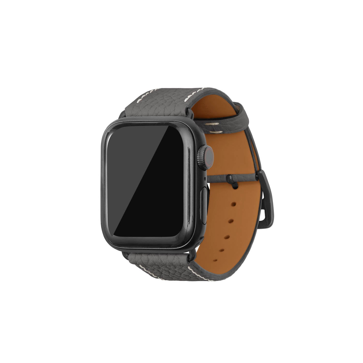 Apple Watch Band Bottalato Leather (Black Adapter) (Charcoal Gray - 38mm/40mm/41mm/42mm - M / L)