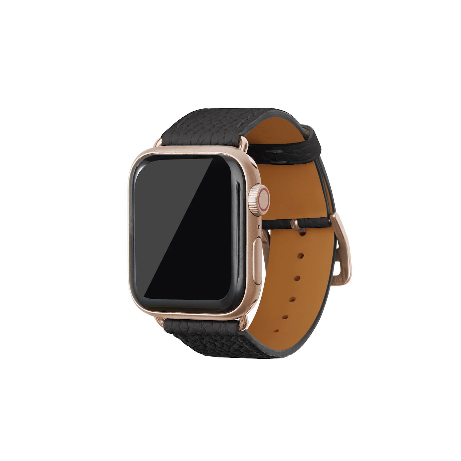 Apple Watch Band Shrink Leather (Gold Adapter - Black - 38mm/40mm/41mm/42mm - M / L)