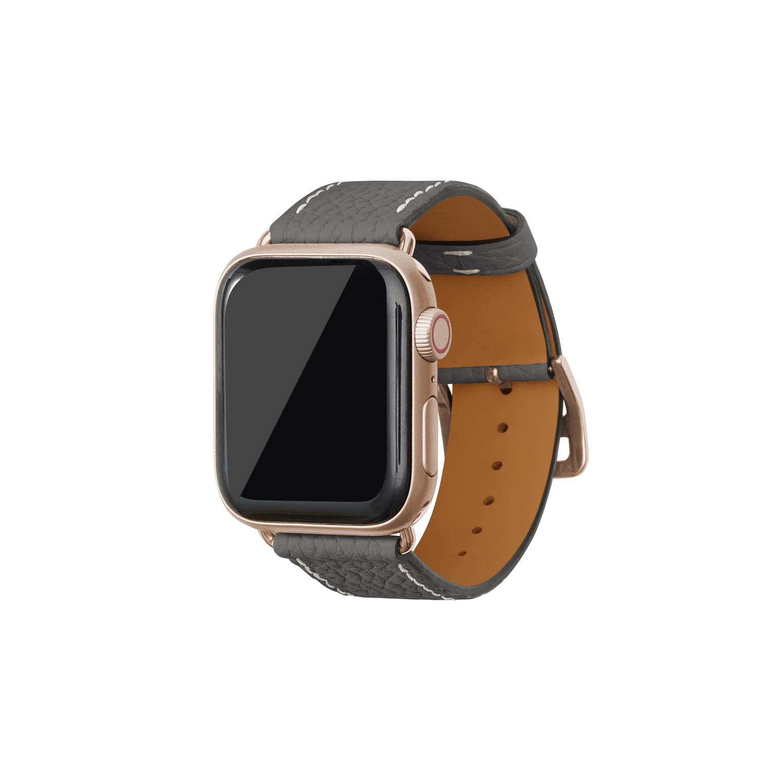 Apple Watch Band Shrink Leather (Gold Adapter - Charcoal Gray - 38mm/40mm/41mm/42mm - M / L)