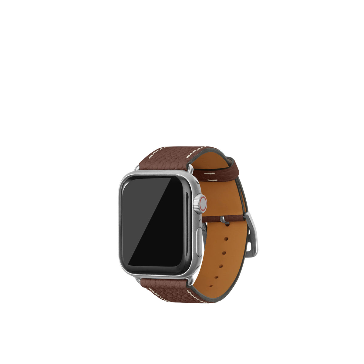 Apple Watch Band Shrink Leather (Silver Adapter - Chestnut - 38mm/40mm/41mm/42mm - S / M)
