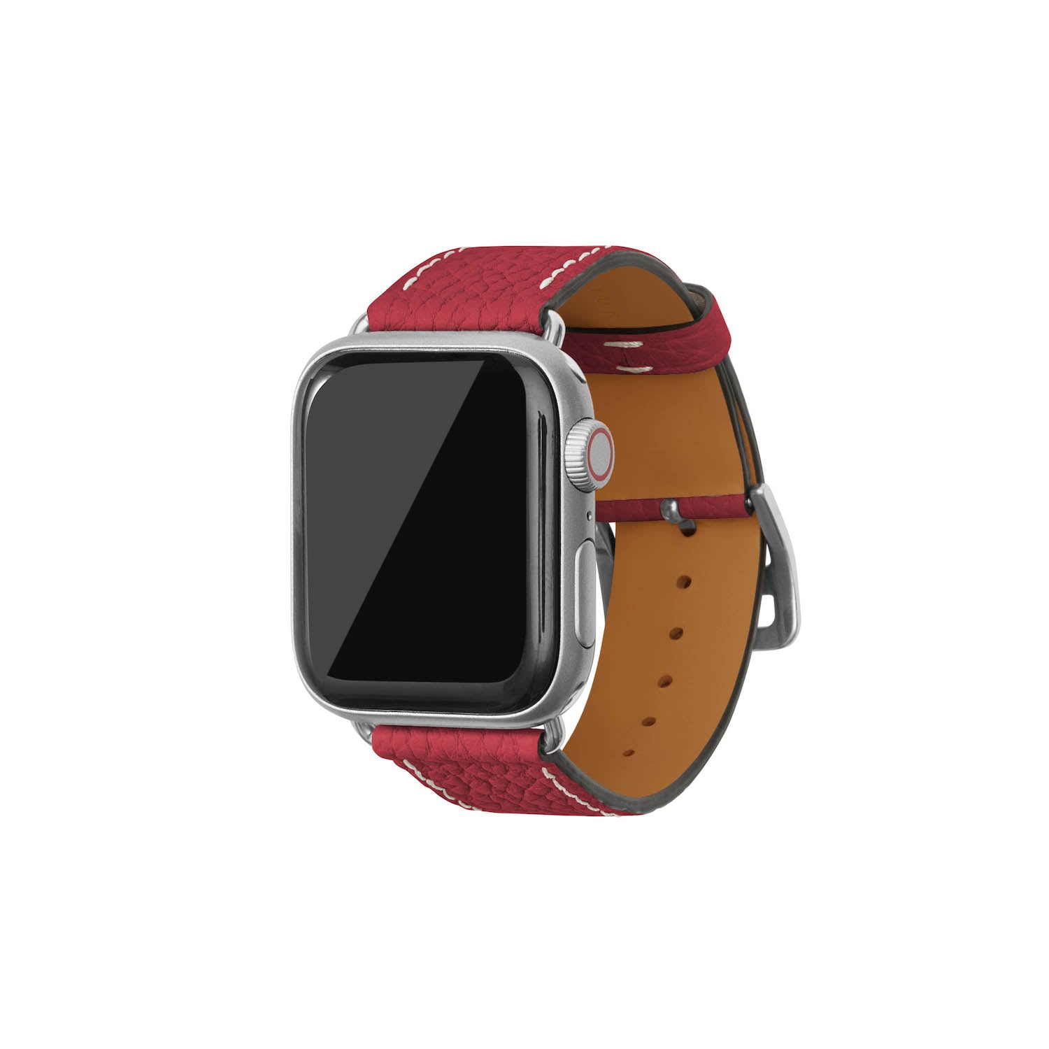 Apple Watch Band Shrink Leather (Silver Adapter) (Red - 38mm/40mm/41mm/42mm - S / M)