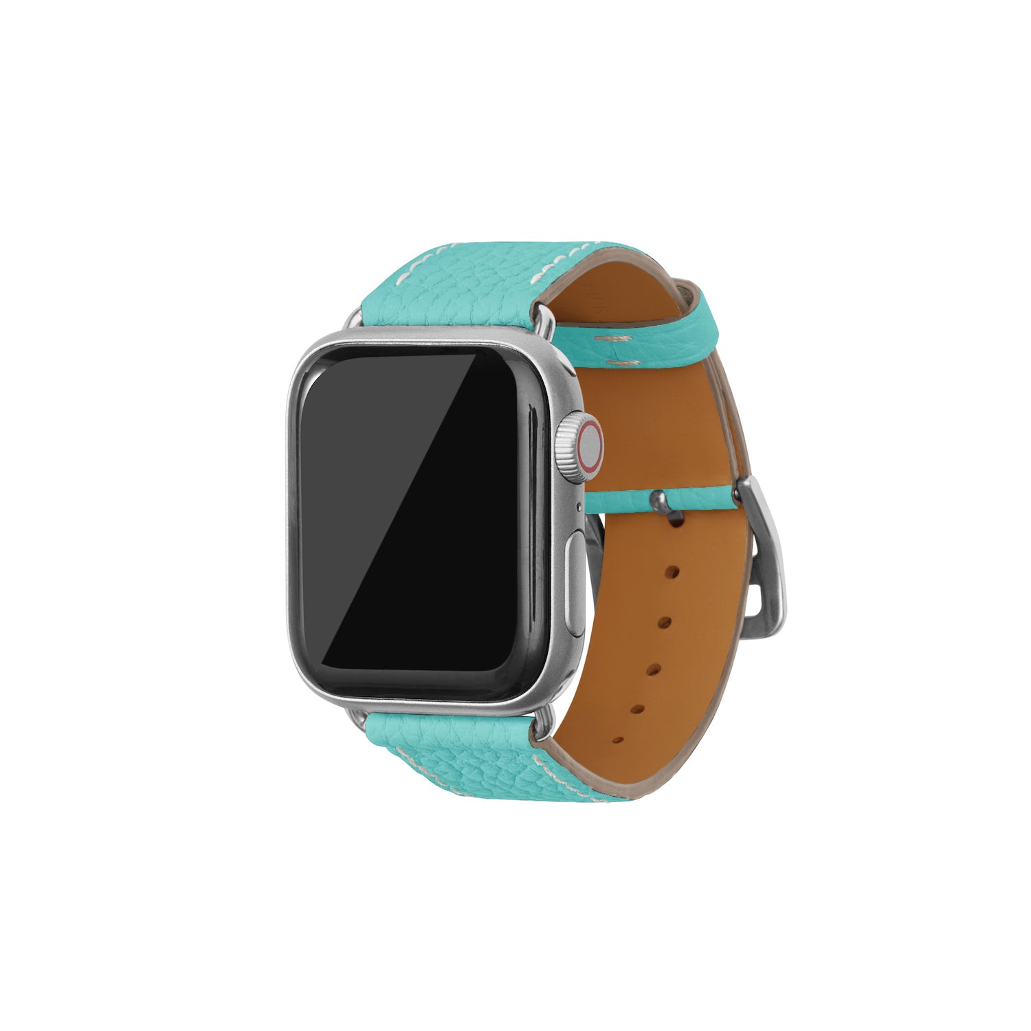 Apple Watch Band Shrink Leather (Silver Adapter - Atoll Blue (Etoupe edge paint) - 38mm/40mm/41mm/42mm - S / M)