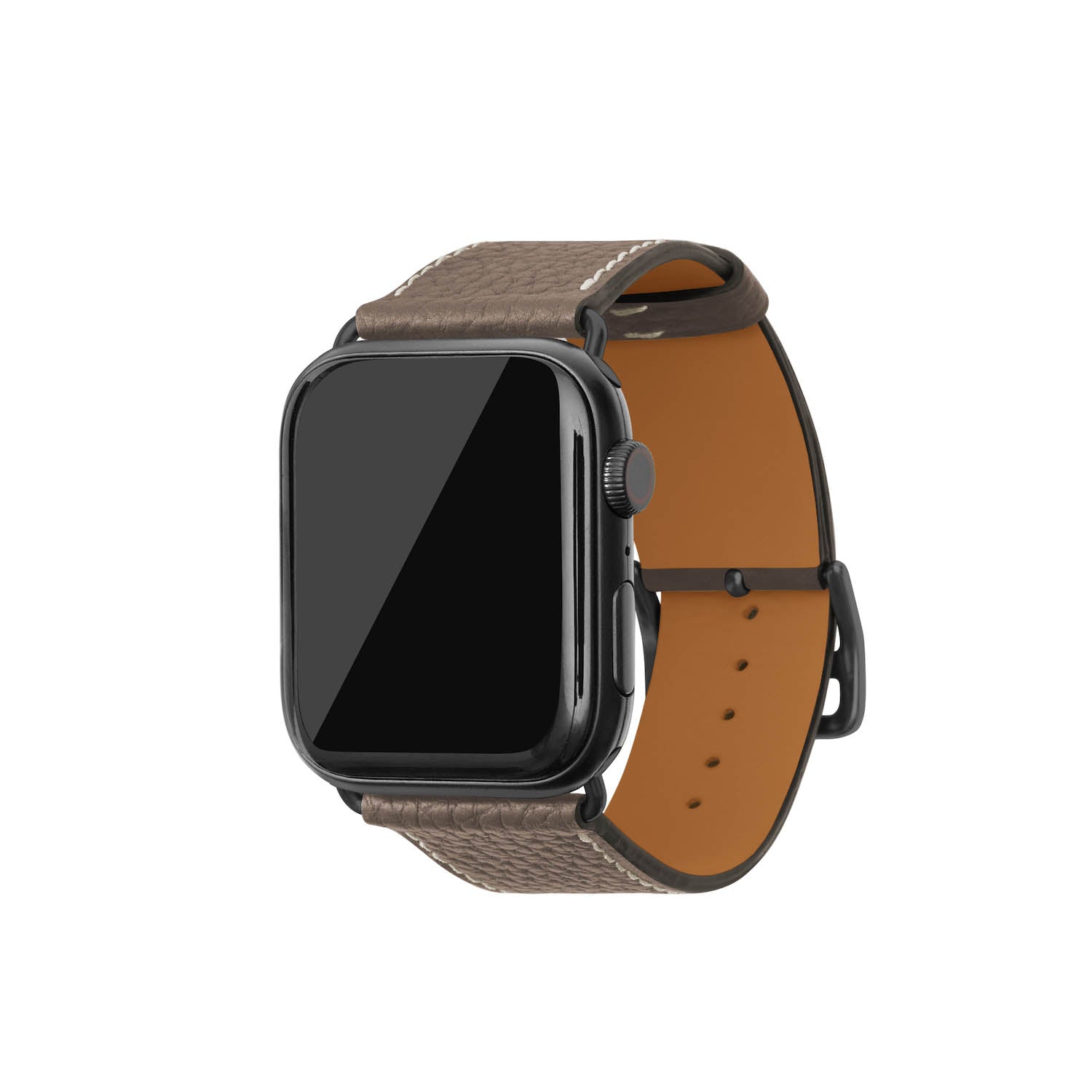 Apple Watch Band Bottalato Leather (Black Adapter) (Etoupe - 44mm/45mm/46mm/49mm - M / L)