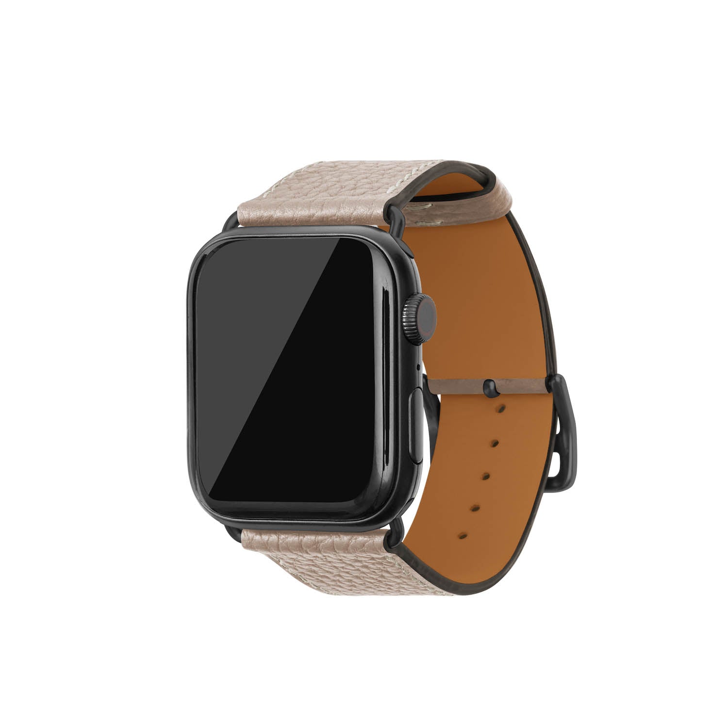 Apple Watch Band Bottalato Leather (Black Adapter) (Greige - 44mm/45mm/46mm/49mm - M / L)