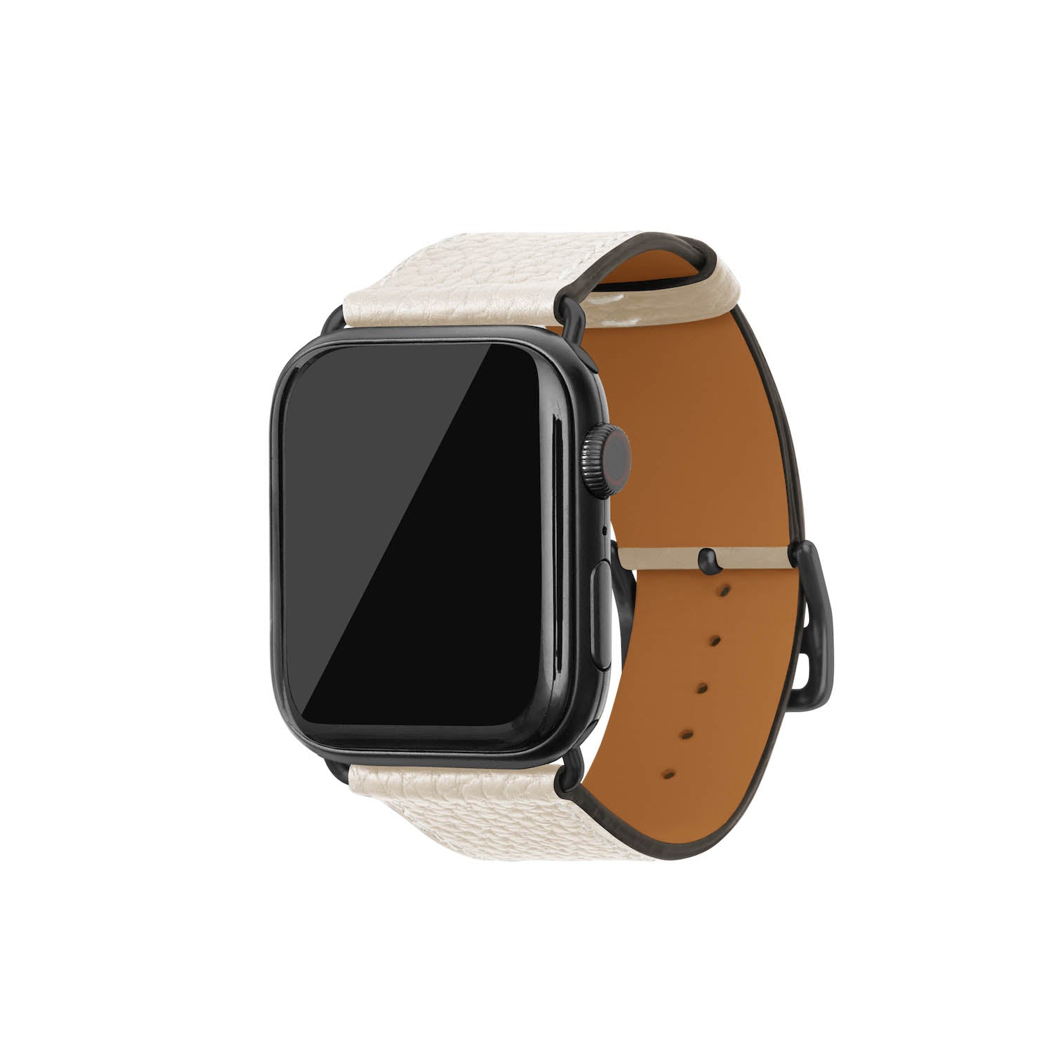 Apple Watch Band Bottalato Leather (Black Adapter) (Ivory - 44mm/45mm/46mm/49mm - M / L)