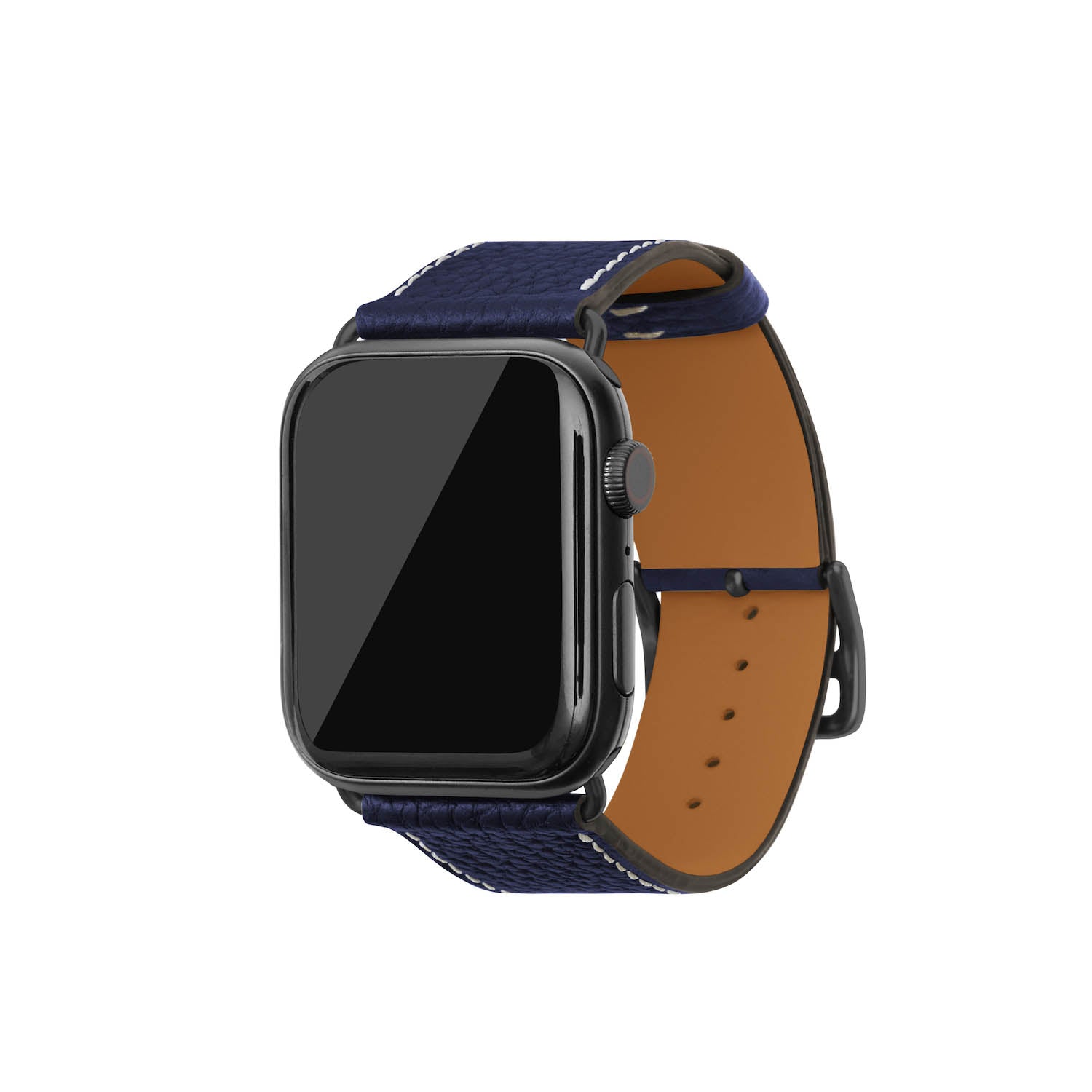 Apple Watch Band Bottalato Leather (Black Adapter) (Navy - 44mm/45mm/46mm/49mm - M / L)