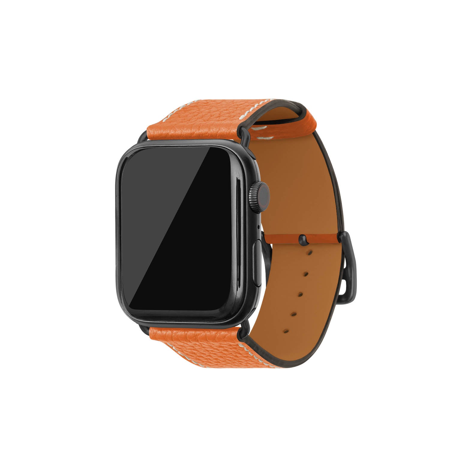 Apple Watch Band Bottalato Leather (Black Adapter) (Orange - 44mm/45mm/46mm/49mm - M / L)
