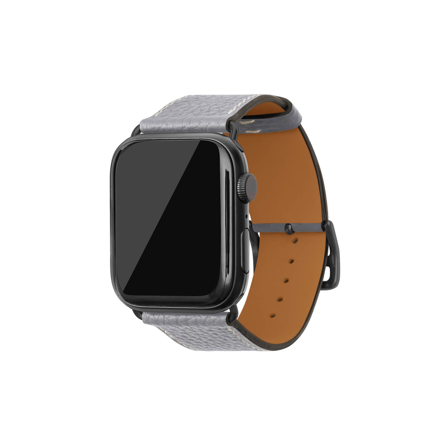 Apple Watch Band Bottalato Leather (Black Adapter) (True Gray - 44mm/45mm/46mm/49mm - M / L)