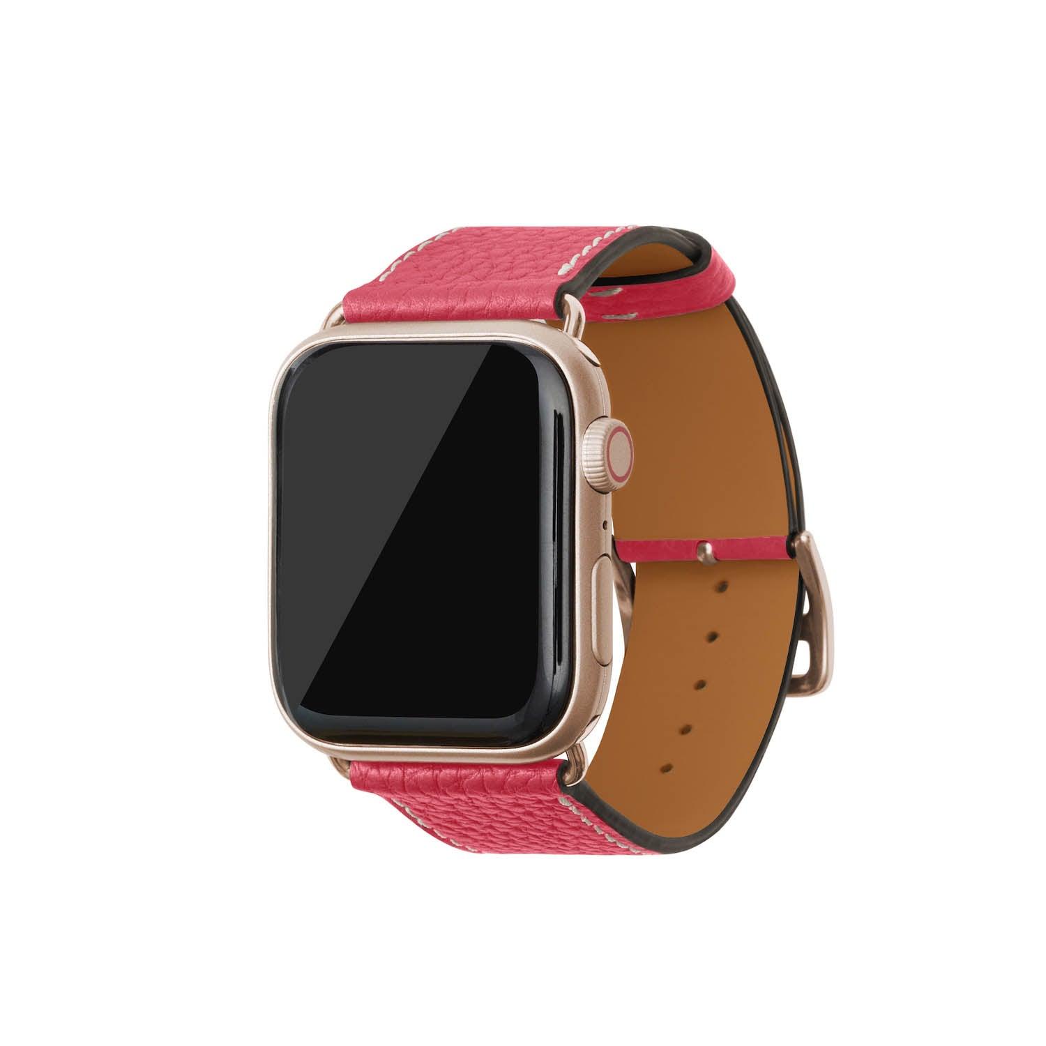 Apple Watch Band Shrink Leather (Gold Adapter - Azalee Pink - 44mm/45mm/46mm/49mm - M / L)