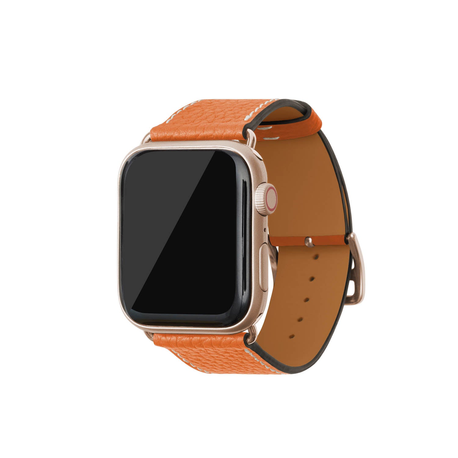 Apple Watch Band Bottalato Leather (Gold Adapter) (Orange - 44mm/45mm/46mm/49mm - M / L)