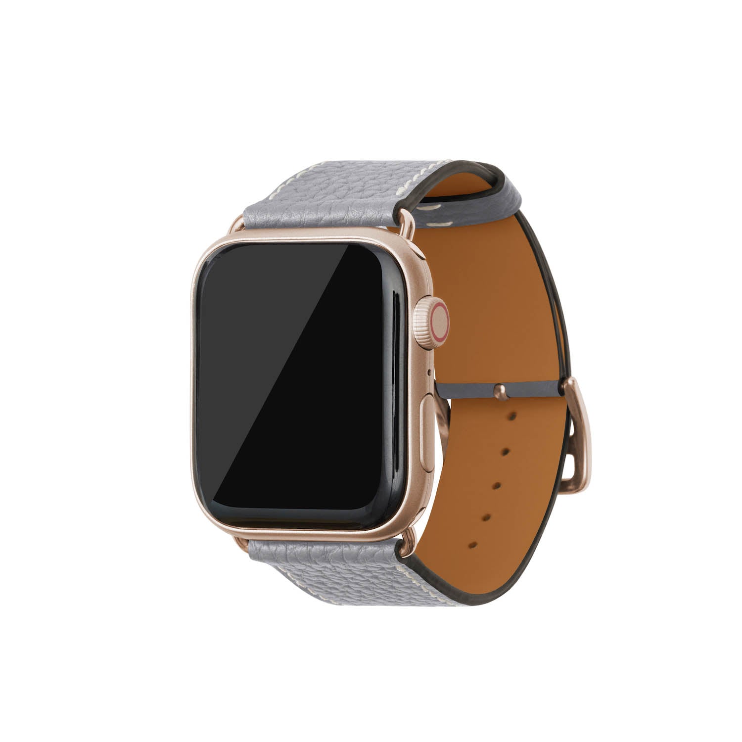 Apple Watch Band Shrink Leather (Gold Adapter - True Gray - 44mm/45mm/46mm/49mm - M / L)