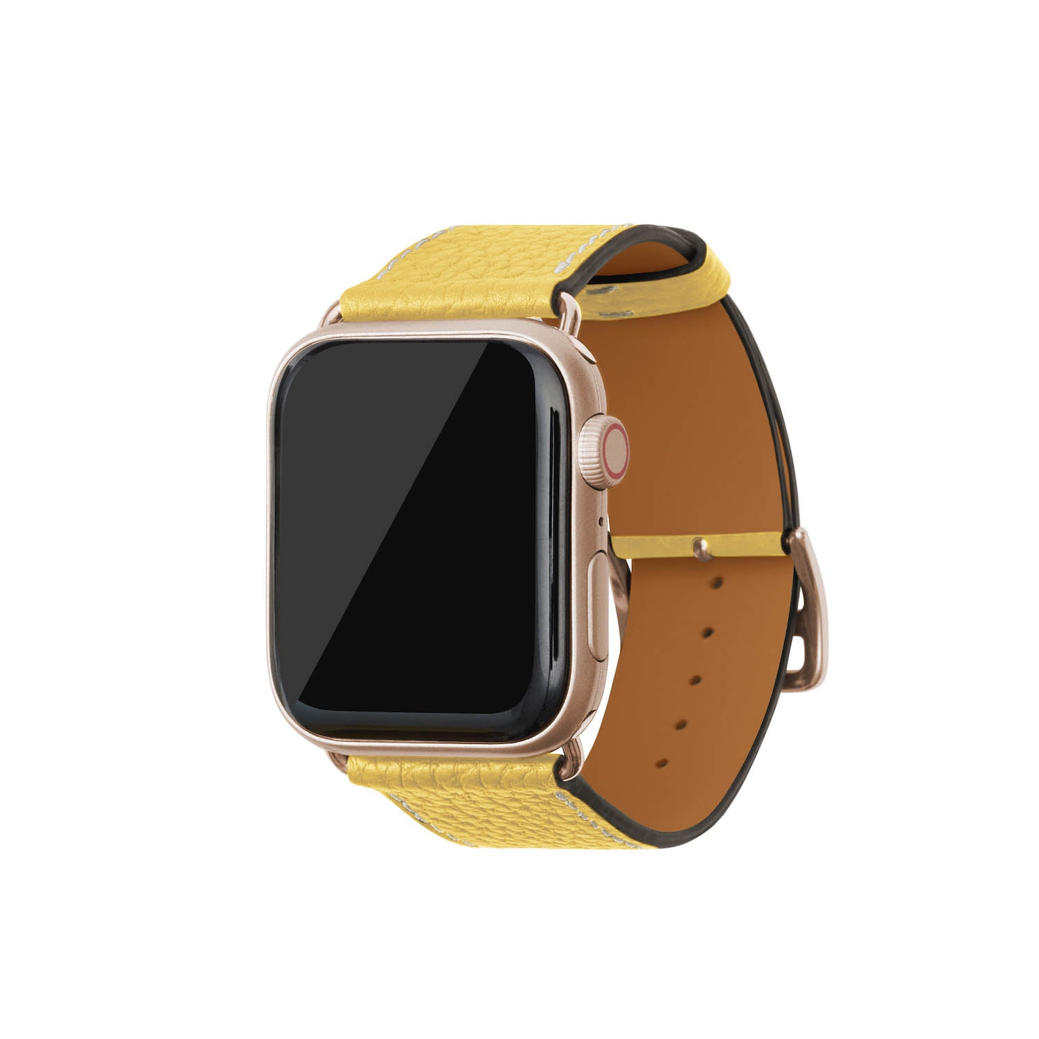Apple Watch Band Shrink Leather (Gold Adapter - Yellow - 44mm/45mm/46mm/49mm - M / L)