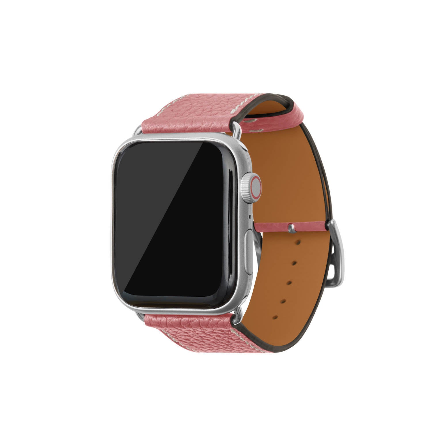 Apple Watch Band Shrink Leather (Silver Adapter - Coral Pink - 44mm/45mm/46mm/49mm - M / L)