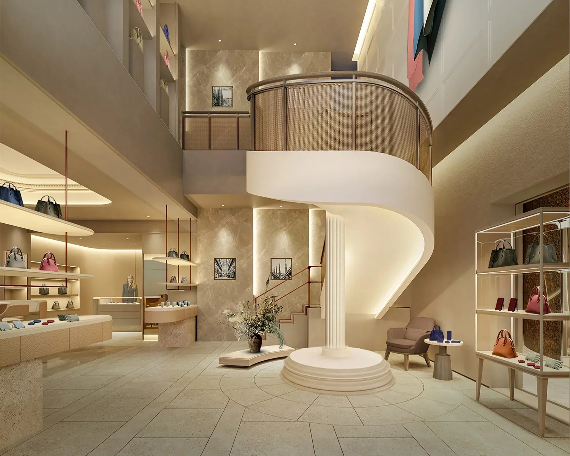 The new Ginza store with high-quality leather products.