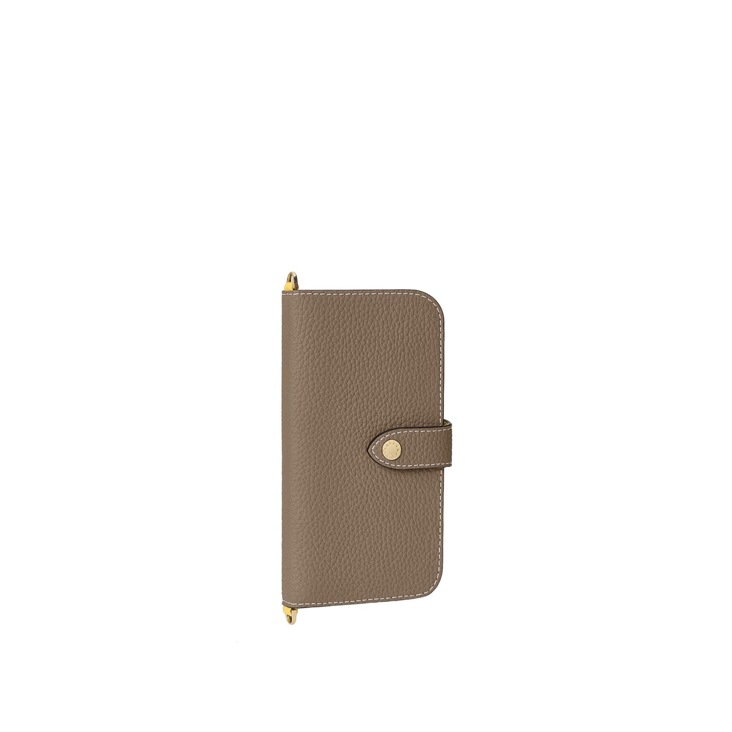 iPhone 17 Belted Diary Case Shrink Leather (Etoupe × Yellow)