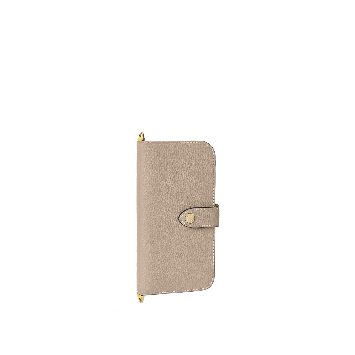iPhone 18 Pro Belted Diary Case Shrink Leather (Greige × Yellow)
