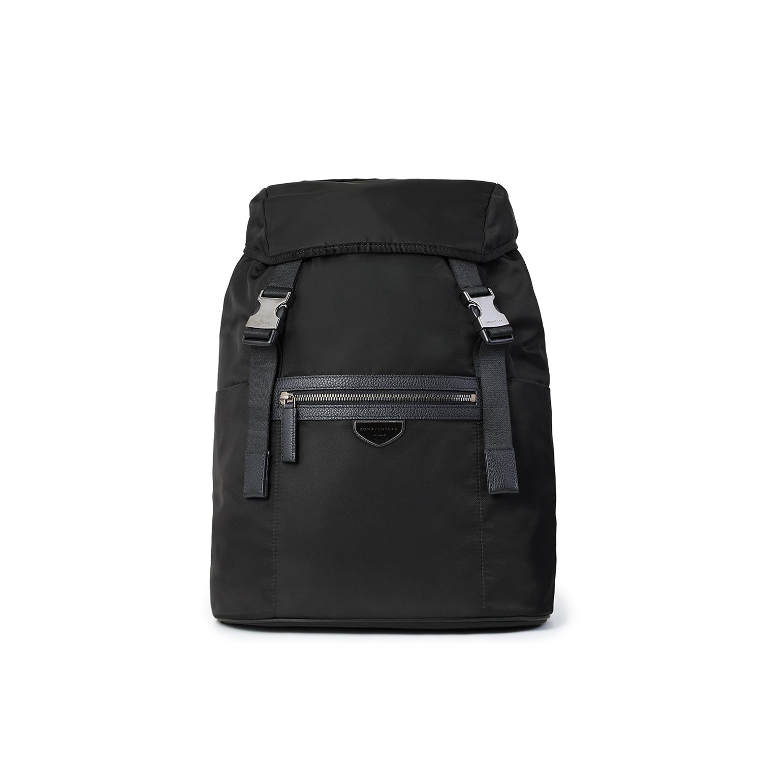 Celeste Backpack with Flap Nylon (Black × Sky Blue)