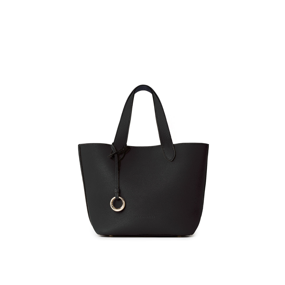Alina 2-way Tote Bag Small Shrink Leather (Black × Navy - Small)