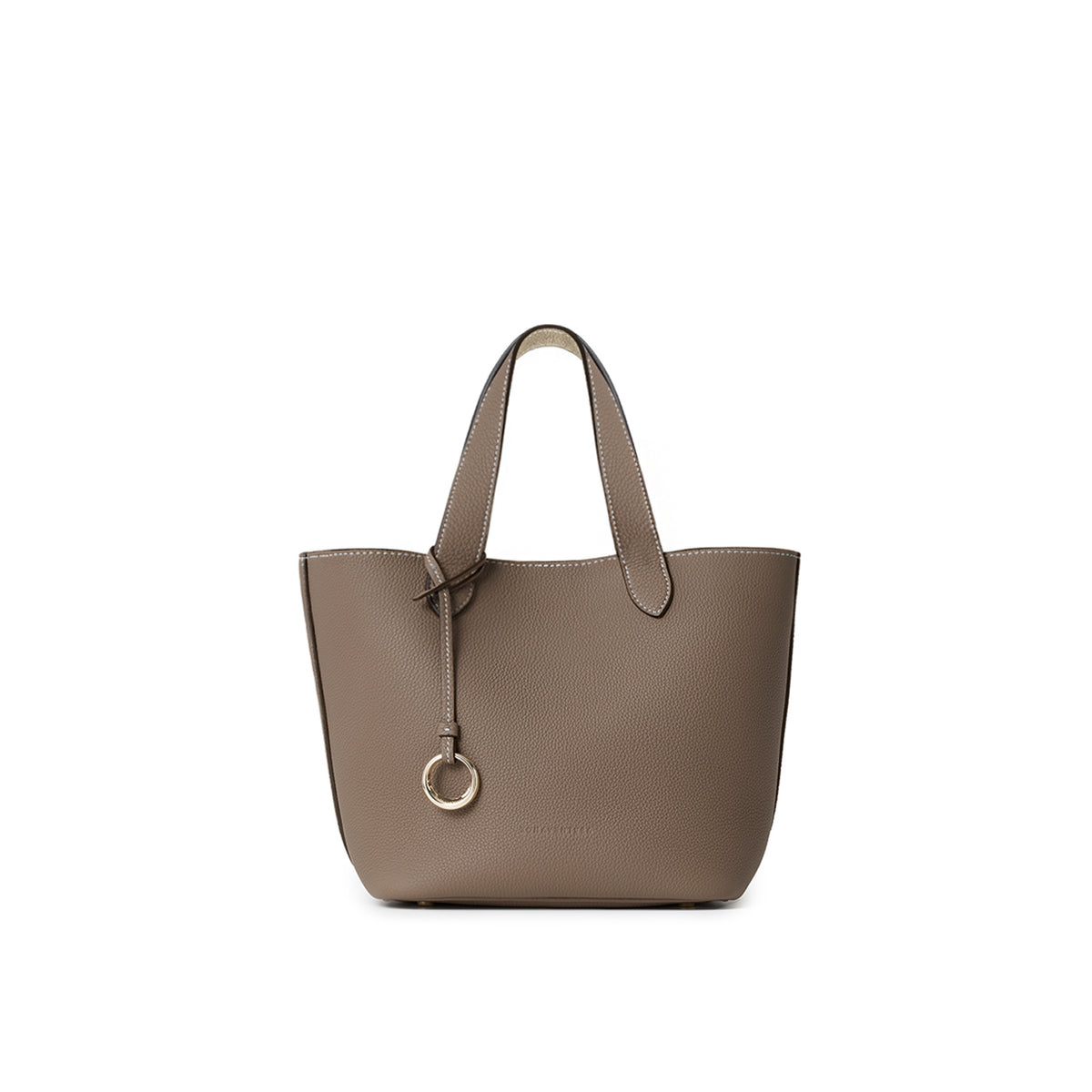 Alina 2-way Tote Bag Small Shrink Leather (Etoupe × Ivory - Small)