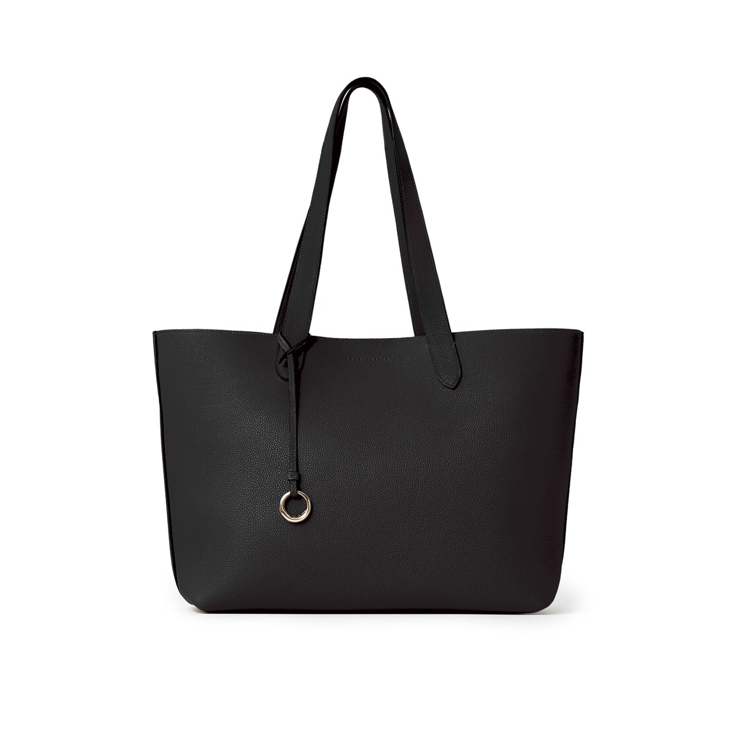Alina 2-way Tote Bag Large Shrink Leather Small (Black - Large)