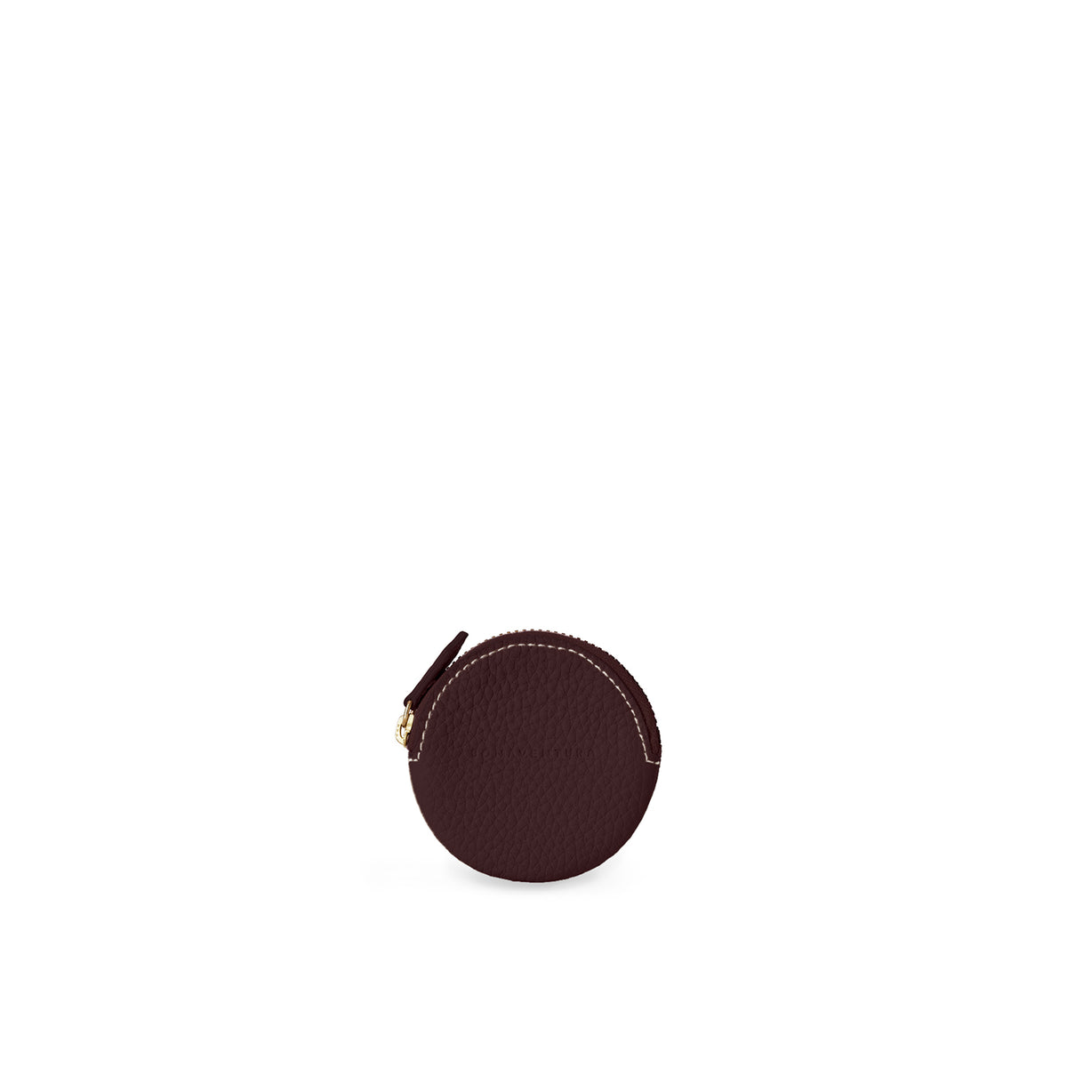 Round Coin Case Shrink Leather (Bordeaux)