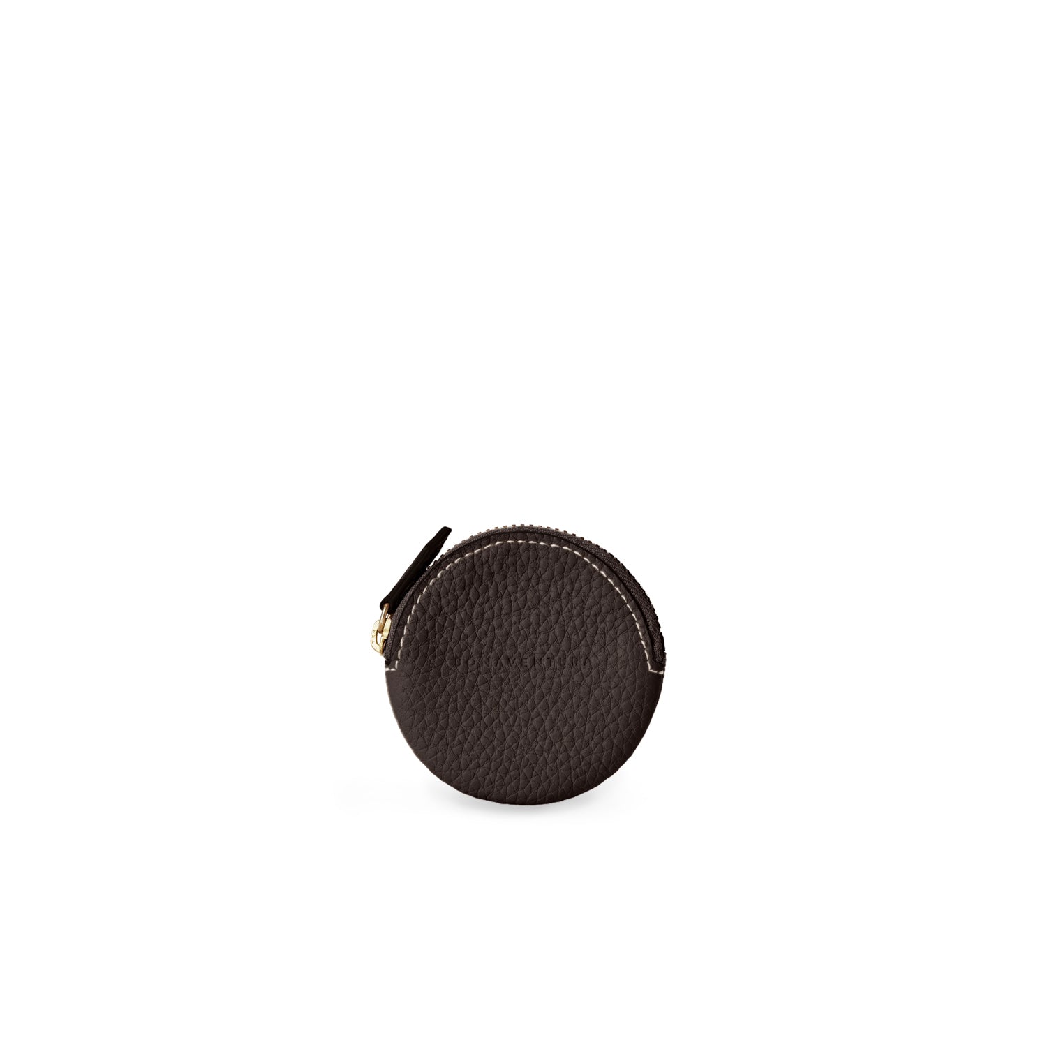 Round Coin Case Shrink Leather (Chocolate Brown)