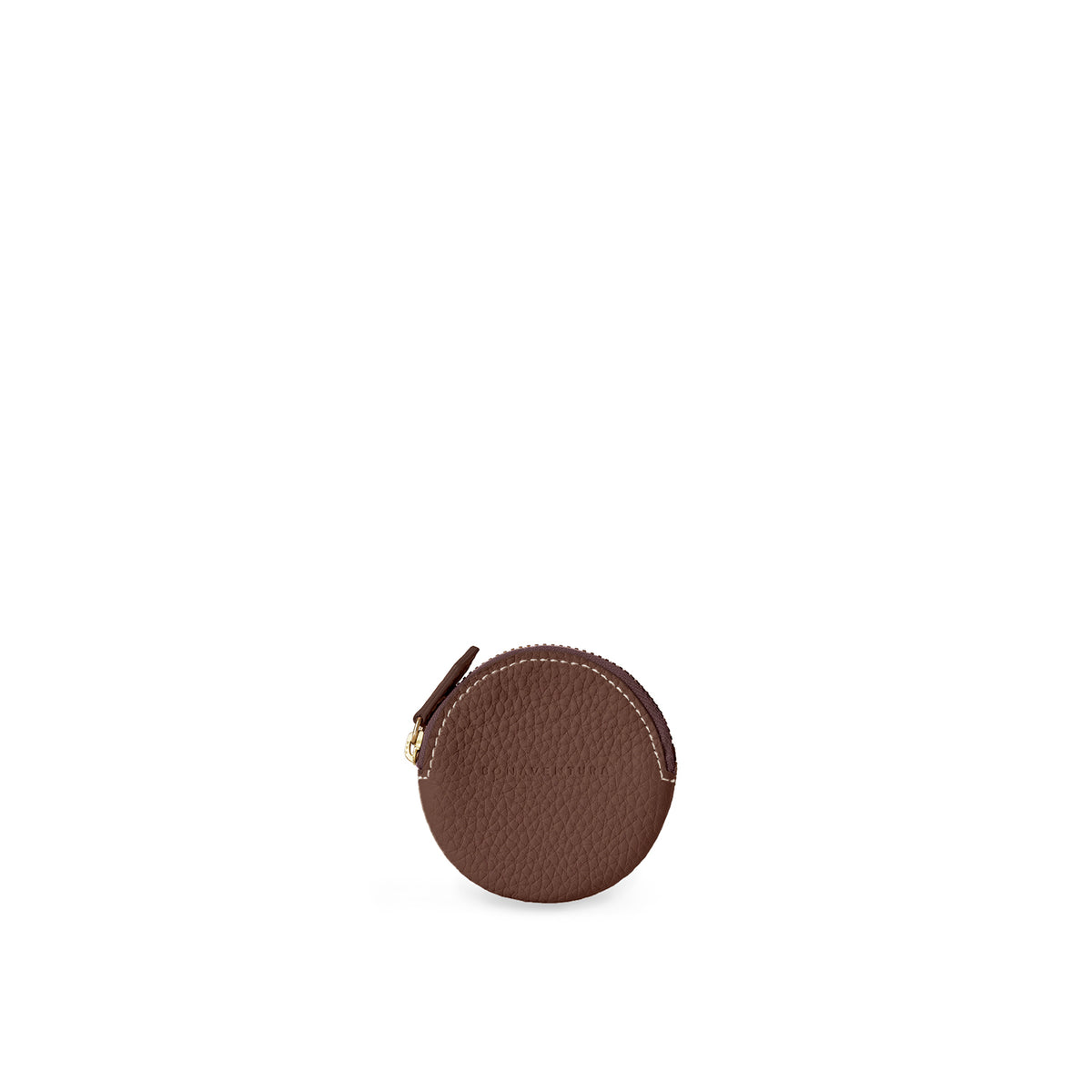 Round Coin Case Shrink Leather (Chestnut)