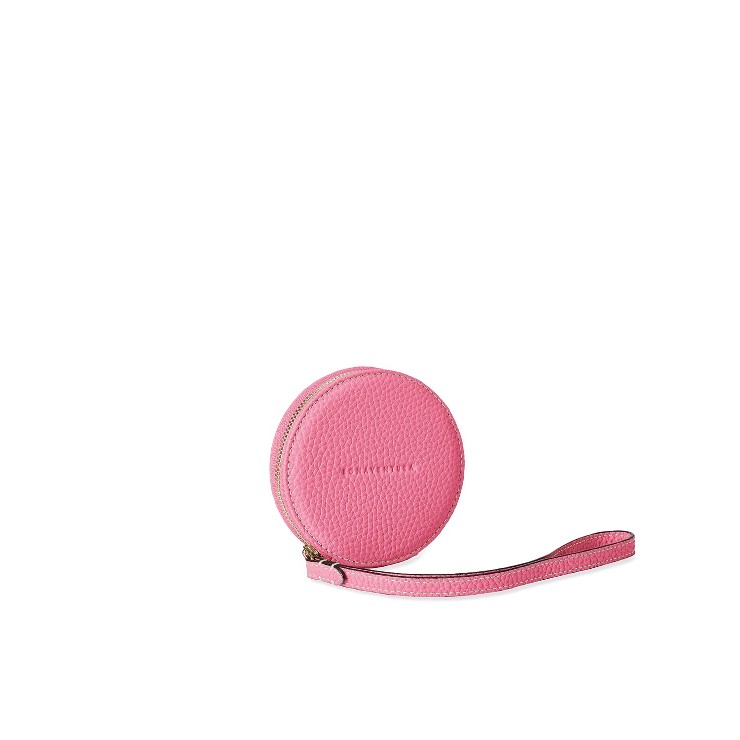 Gusseted Round Coin Case Bottalato Leather (Azalee Pink)