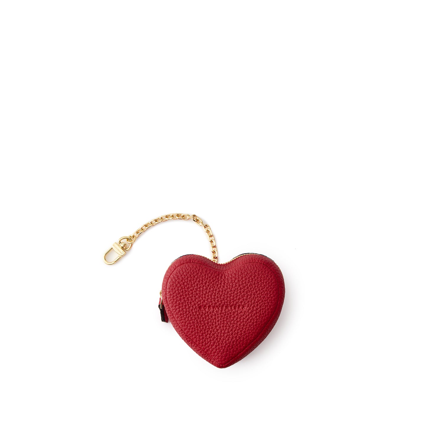 Heart Mini Pouch with Chain Shrink Leather (Red)