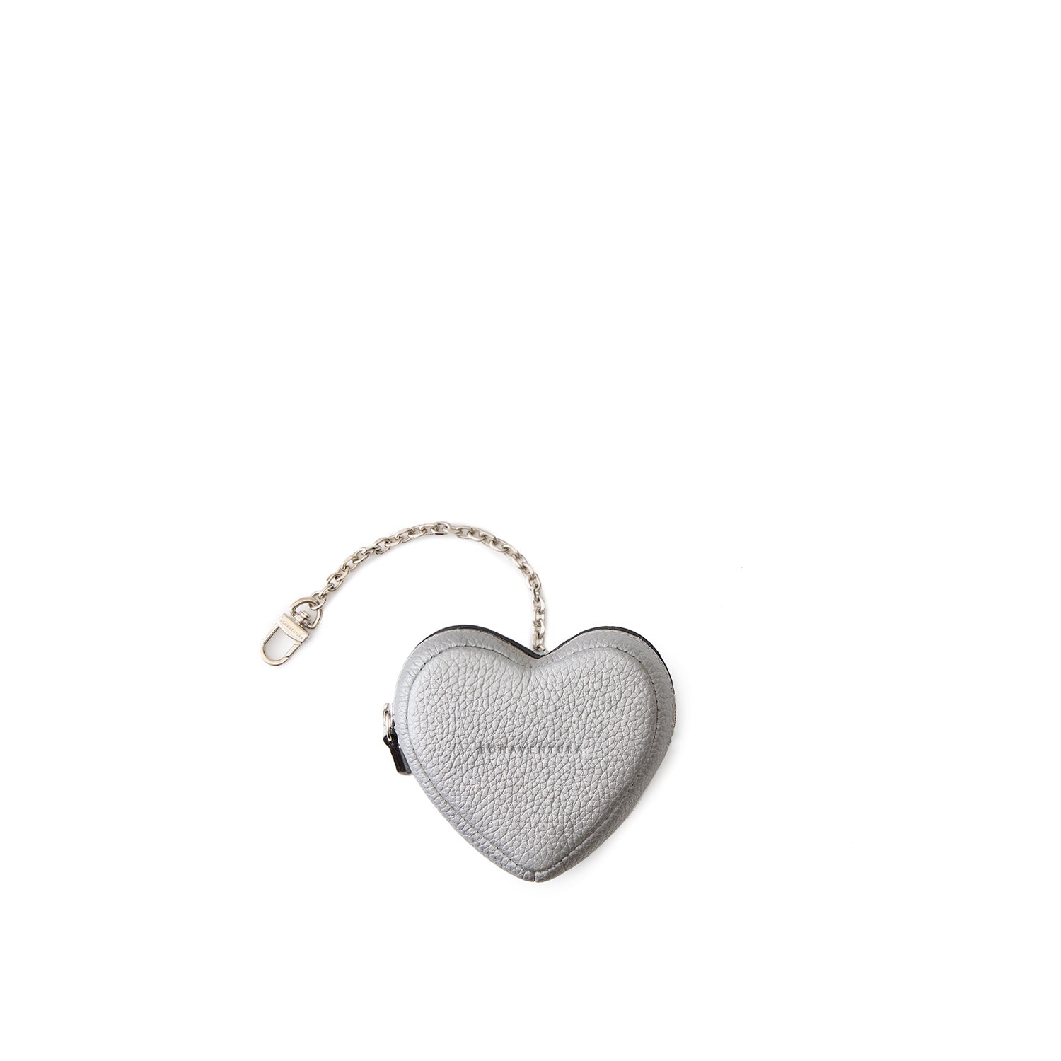 Heart Mini Pouch with Chain Shrink Leather (Silver)