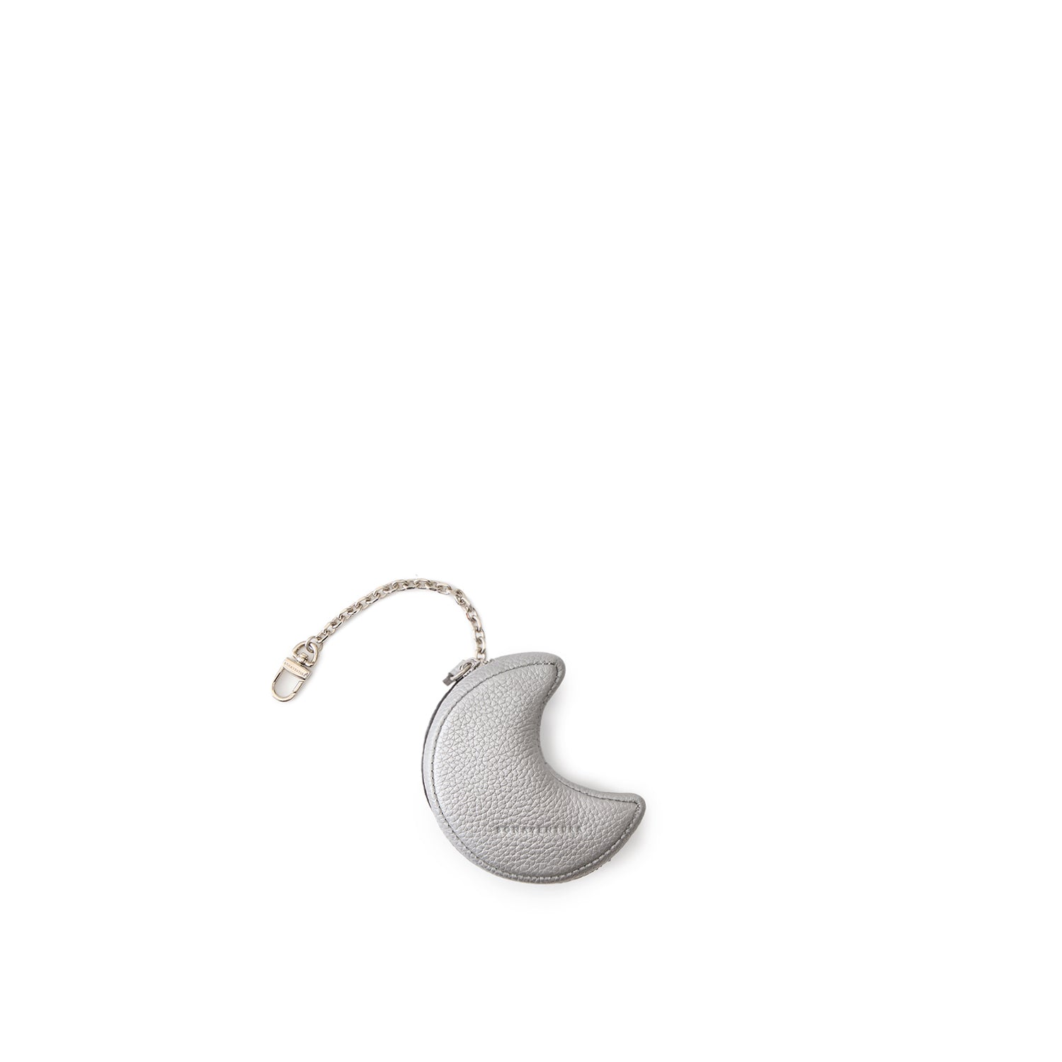 Moon Mini Pouch with Chain Shrink Leather (Silver)