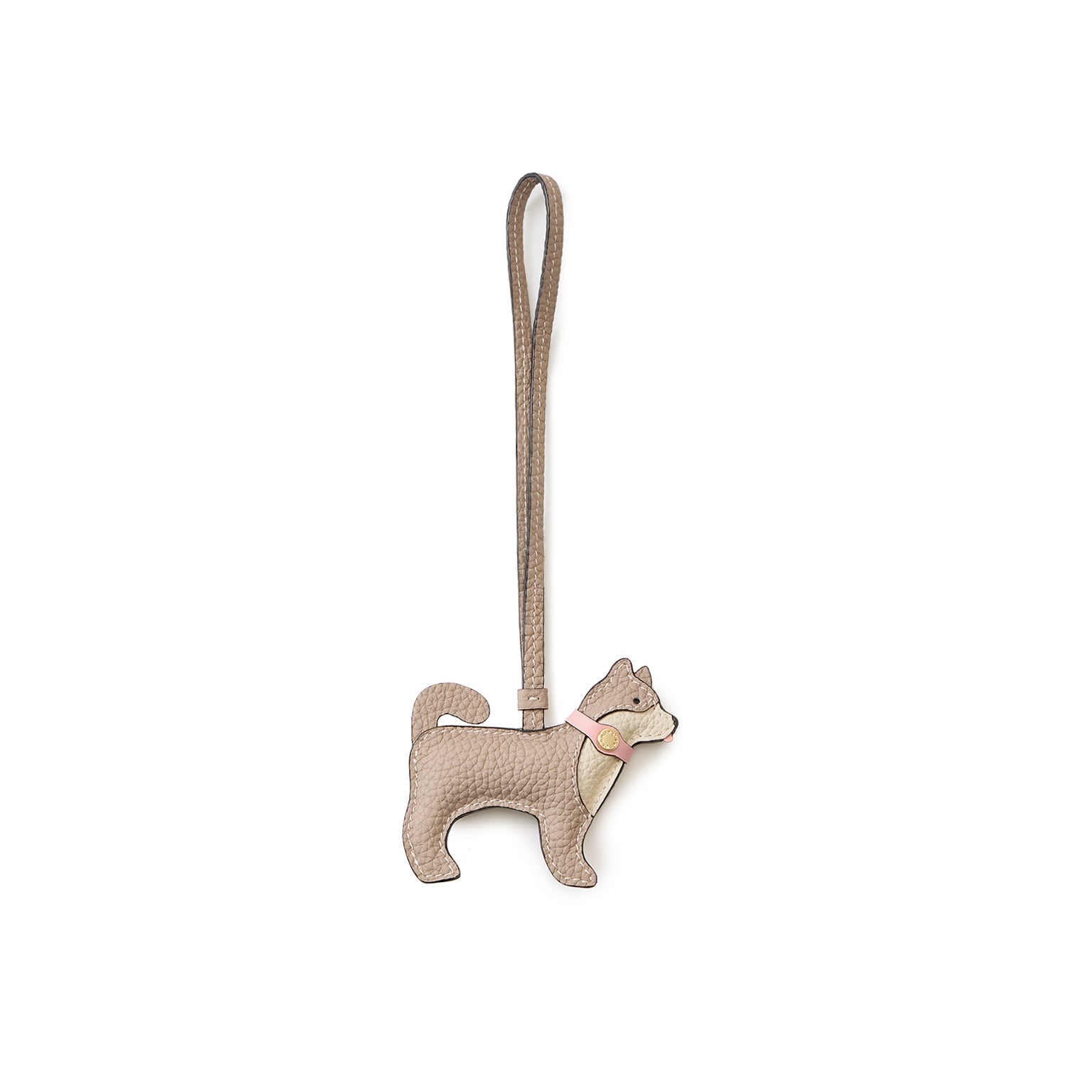Animal Charm Dog Shrink Leather (Greige × Sakura Pink)