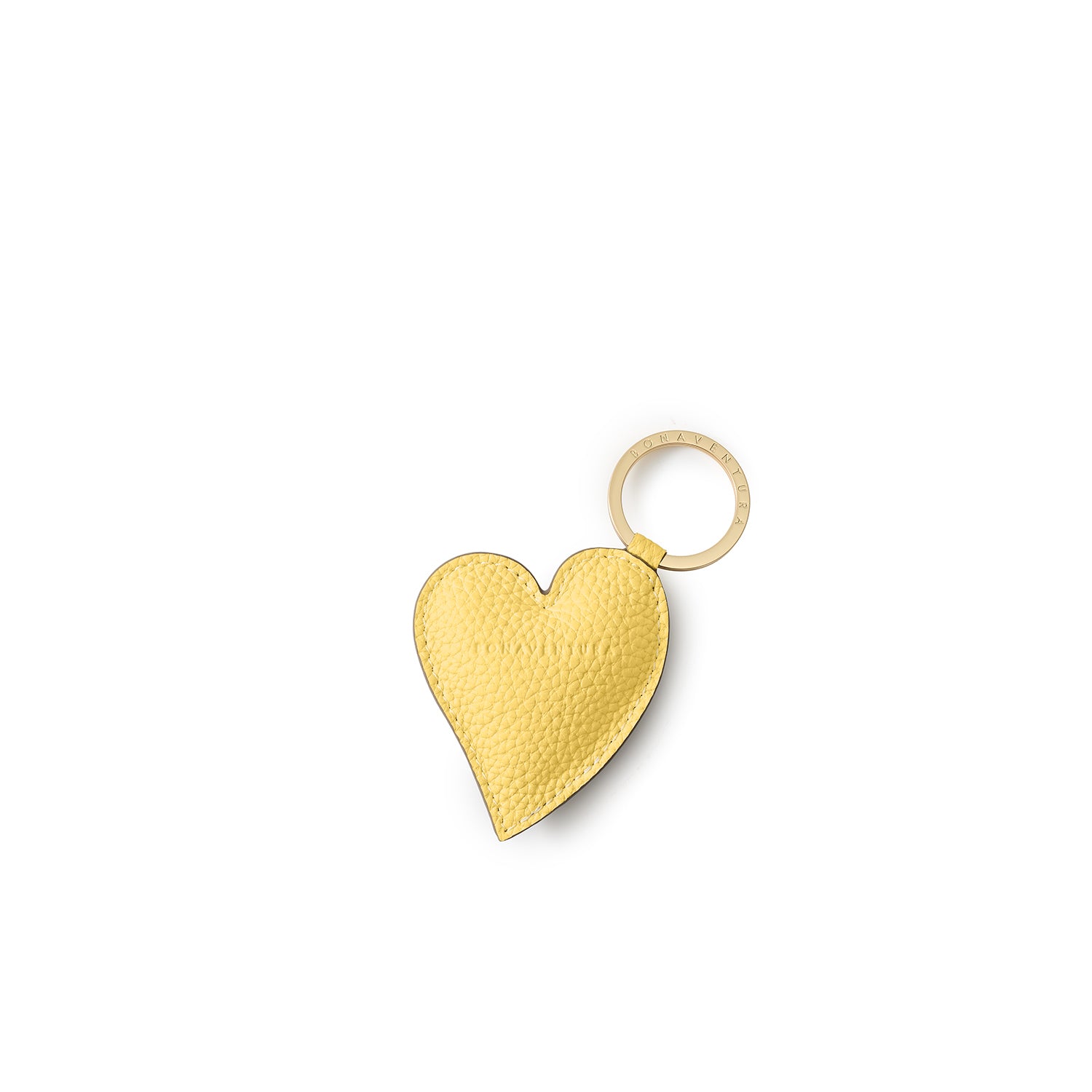 Key Ring Charm Shrink Leather (Yellow × Greige - Heart)